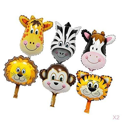 pistro pistro Pack of 12 Lovely Zoo Animal Head Foil Balloons Children Party Inflatable Decor
