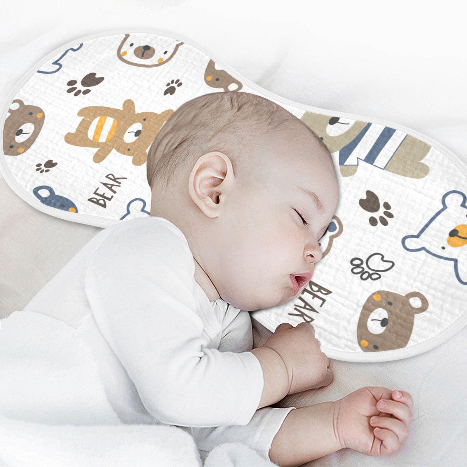xigua xigua Cute Cartoon Bear Muslin Burp Cloths for Baby Boys and Girls, Ultra Absorbent Unisex Burping Cloths Newborn Towels, 1 Pack