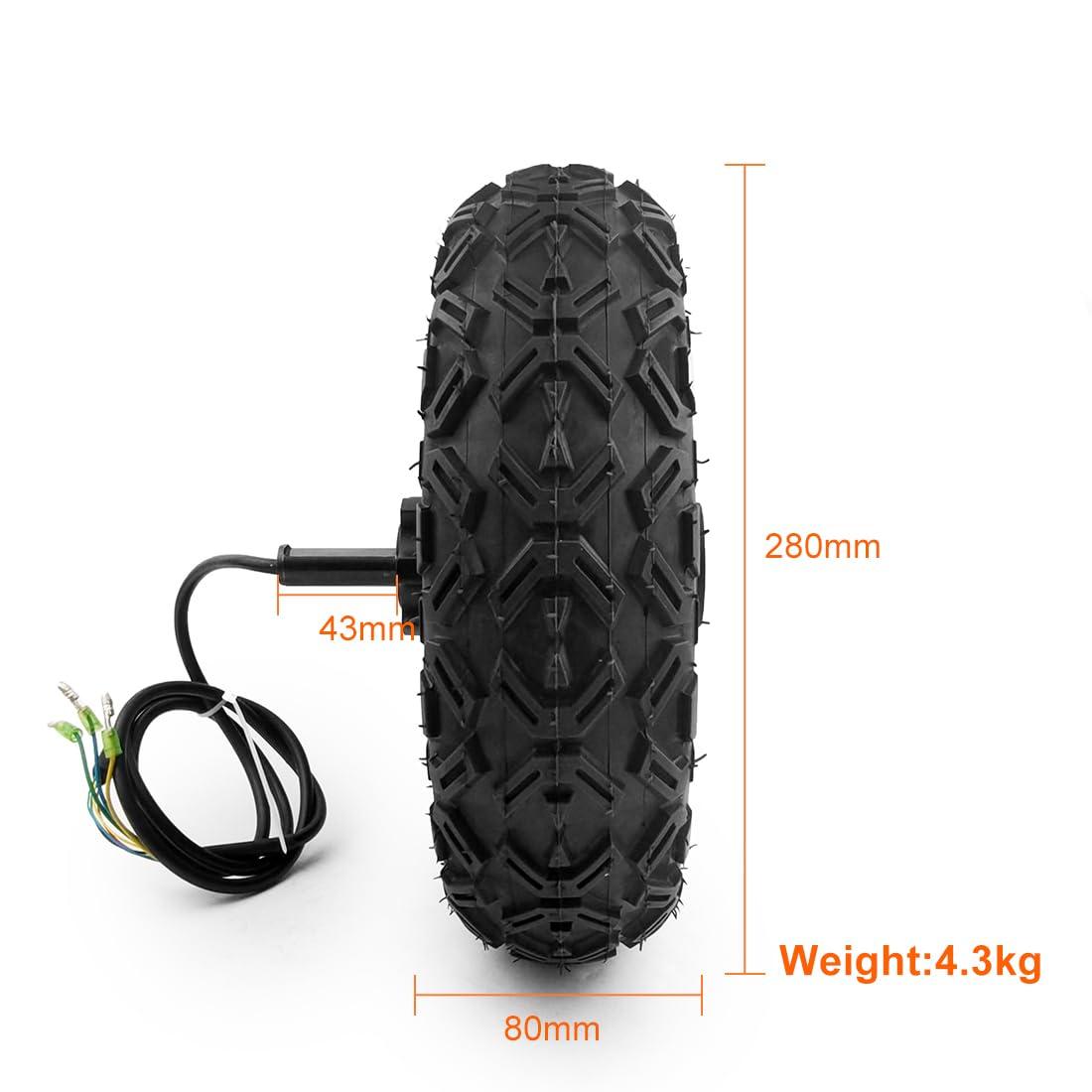 L-faster 36V48V 450W 10 Inch Single Side Axle Electric Brushless Geared Hub Motor with Tubeless Off Road Tire High Toruqe for Wheelchair(48V450W)