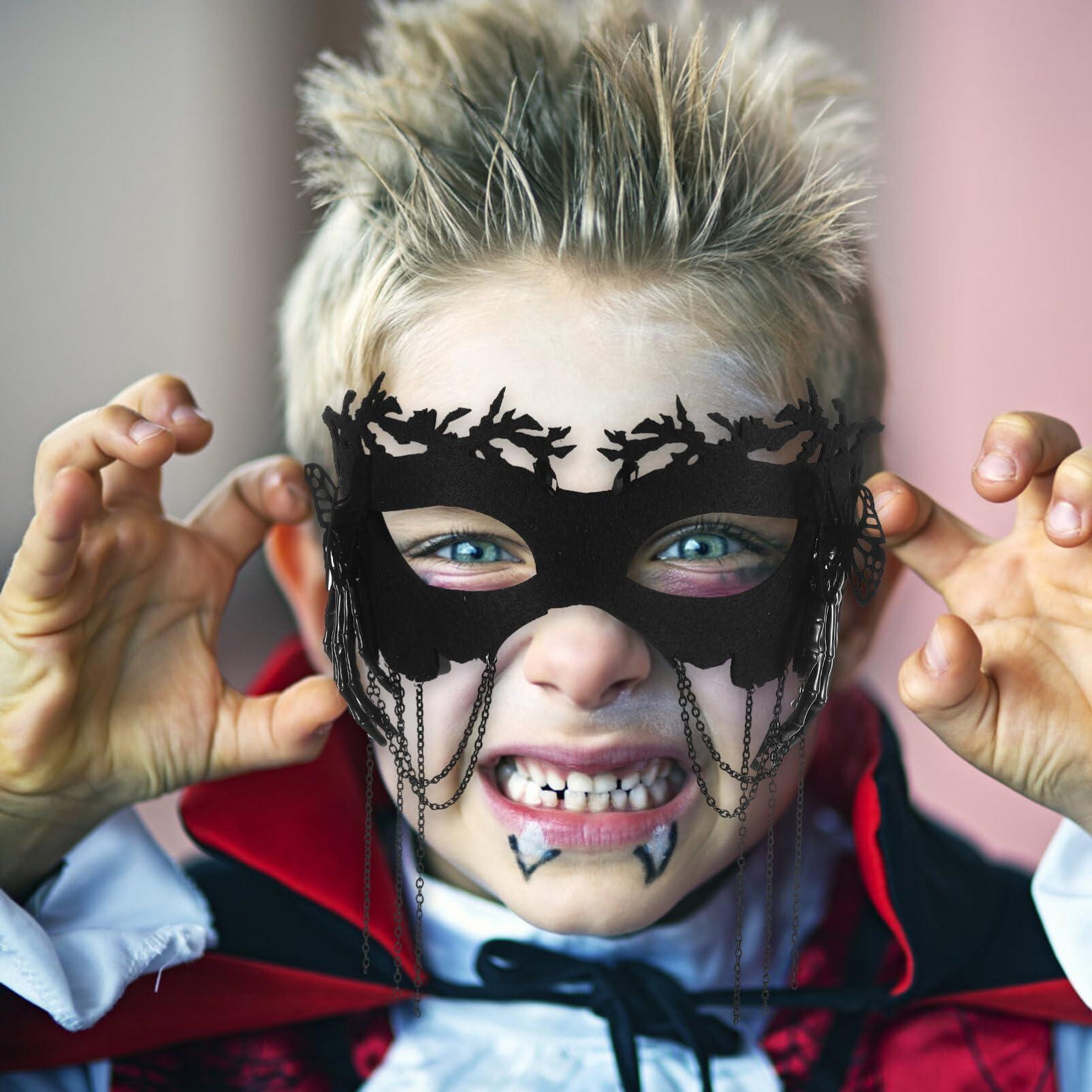 ibasenice ibasenice Skeleton Hand Mask Masquerade Party Mask Halloween Mask with Tassel Half Faces Mask Cosplay Performance Prop Fancy Dress Party Supplies Bone Graphics Mask