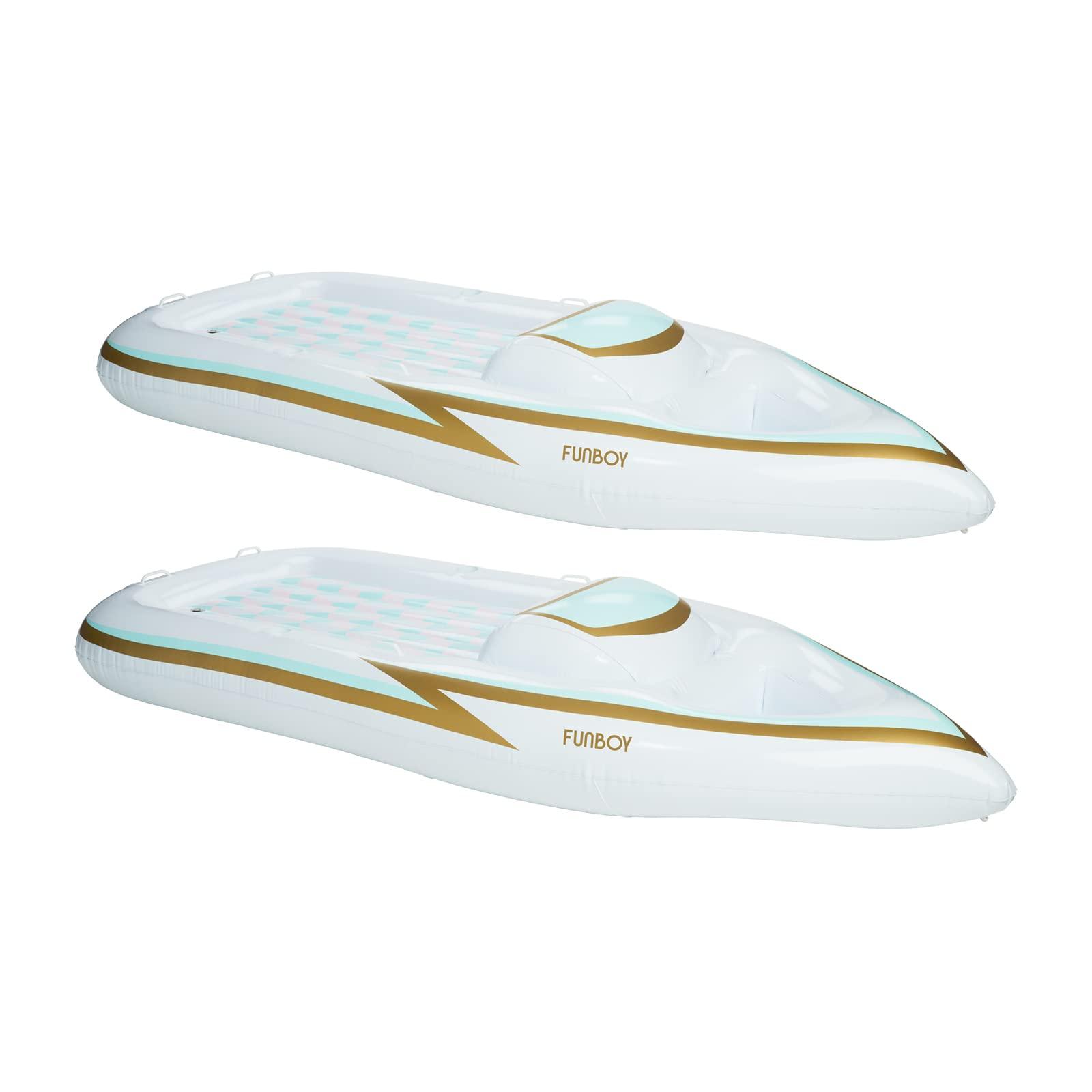 FUNBOY FUNBOY Giant Inflatable Yacht Speed Boat Pool Float, Two Cupholders, Luxury Float for Summer Pool Parties and Entertainment, Bundle Pack of 2