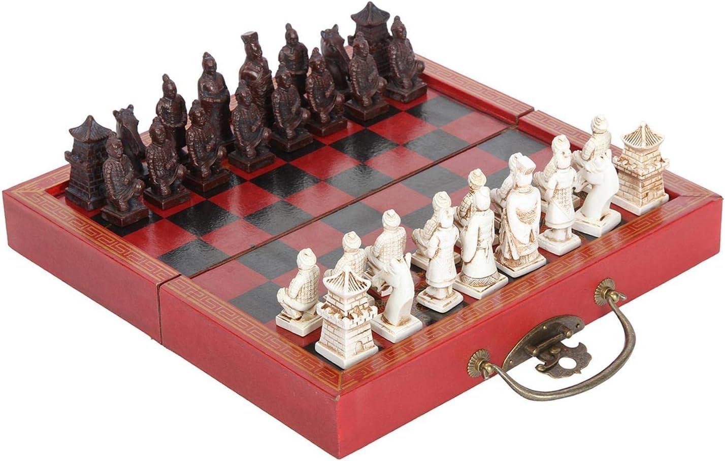 GeRRiT International Chess Large Chess Sets for Adults Folding Wooden Set Portable Travel Board Game with Wooden Chess and Storage Drawers Chess Gifts