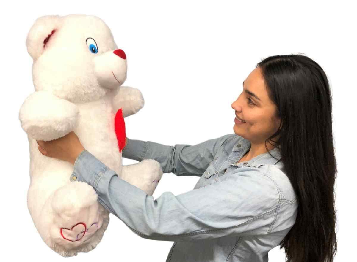 Big Plush Big Plush® 2 Foot Teddy Bear 24 Inches Soft White Plushie with Red Nose and Heart on Chest
