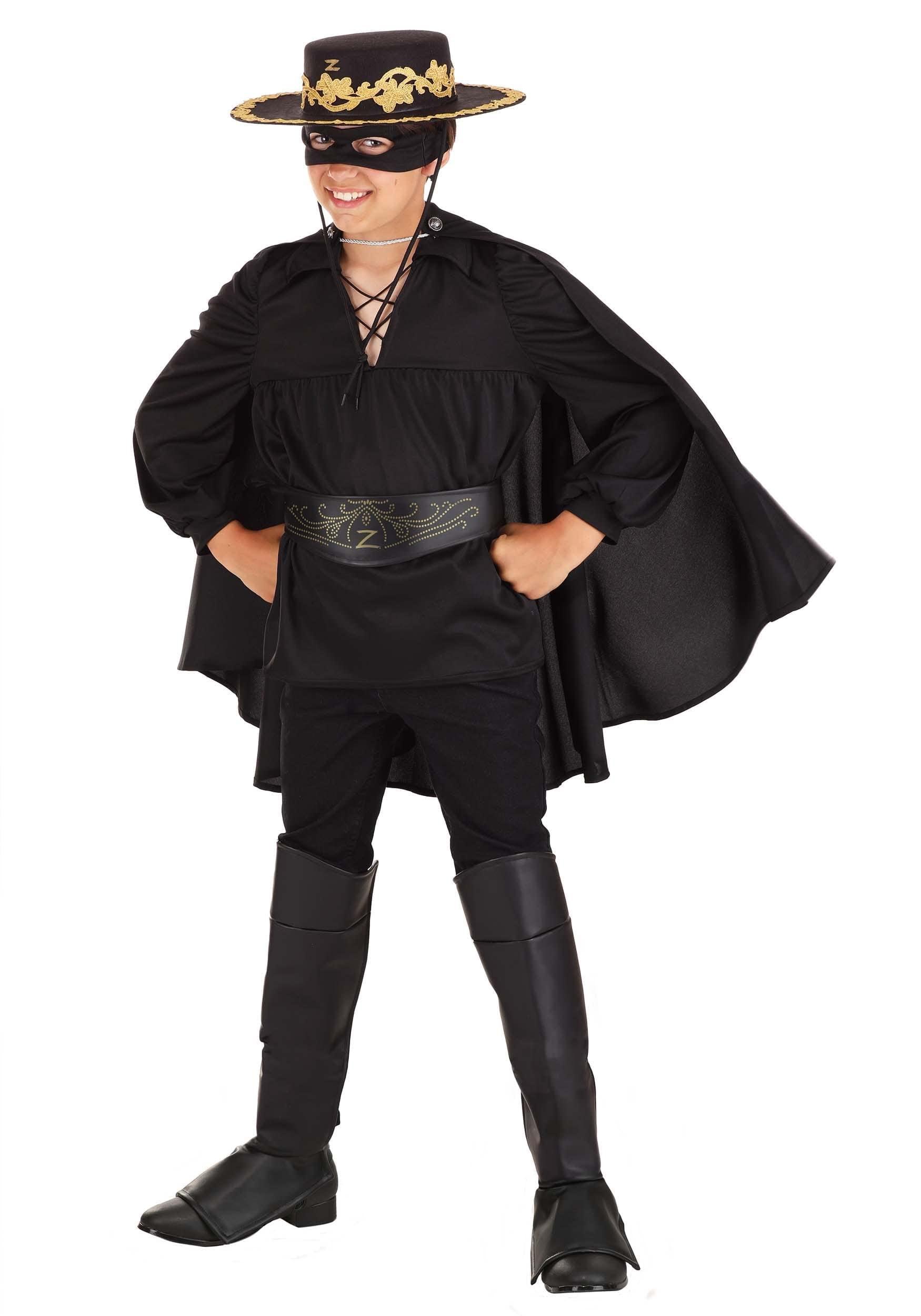 Fun Costumes Fun Costumes Deluxe Zorro Black Jersey knit pullover shirt for Kids X-Large