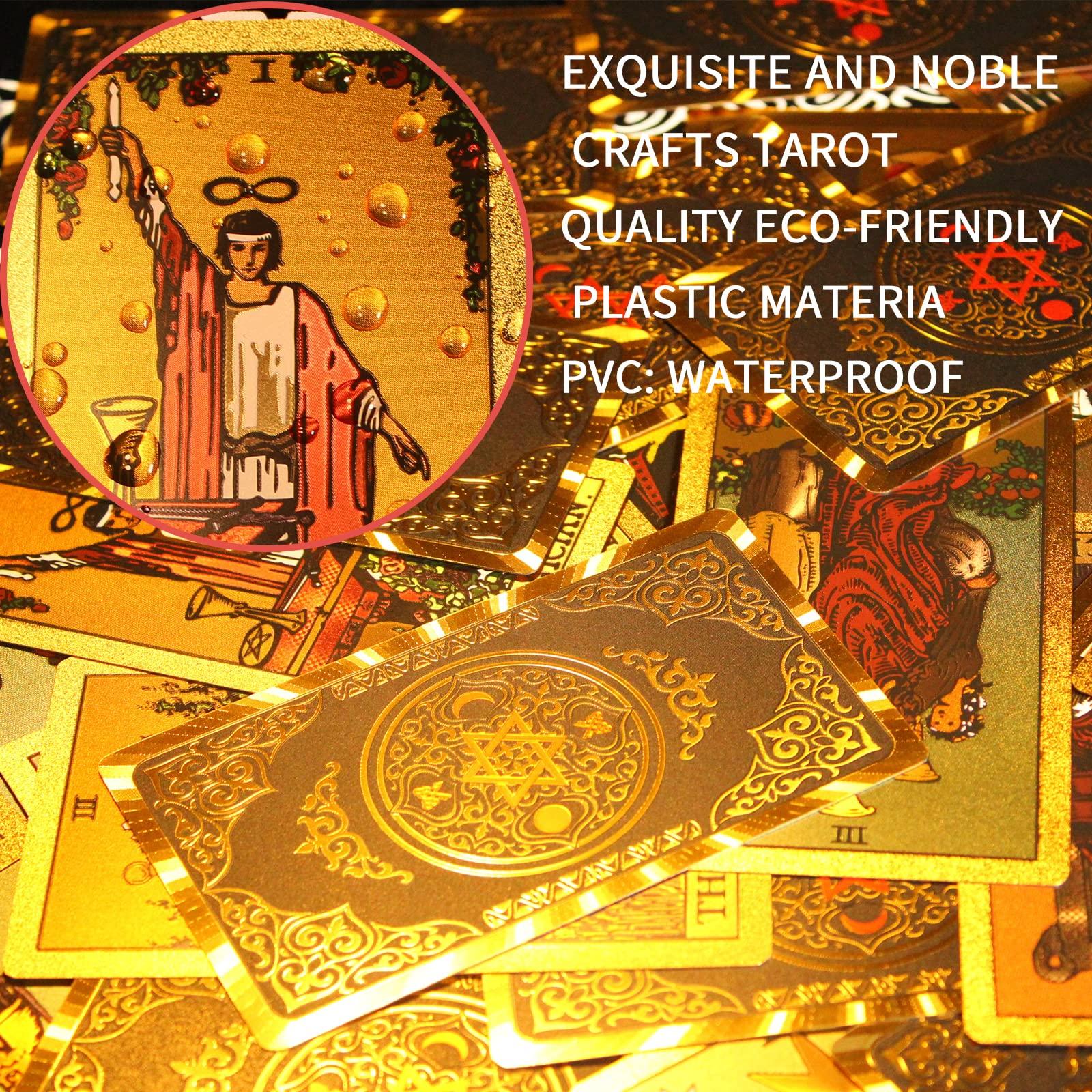 IXIGER IXIGER Tarot Cards,78 Tarot Deck Cards,Tarot Cards for Beginners,Tarot Cards with Guide Book,Fortune Telling Cards Game,Black Gold Tarot Deck Storage Box