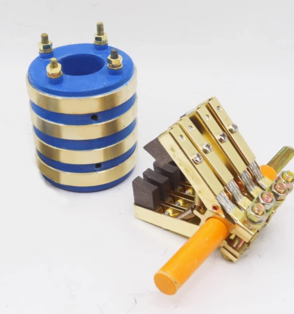 ALLZZY 4 Ways,Generator Collector Ring,Bus Rings,Motor Collecting Ring, 4 Conductive Copper Slip Ring + Carbon Brush (Inner Diameter 35mm)
