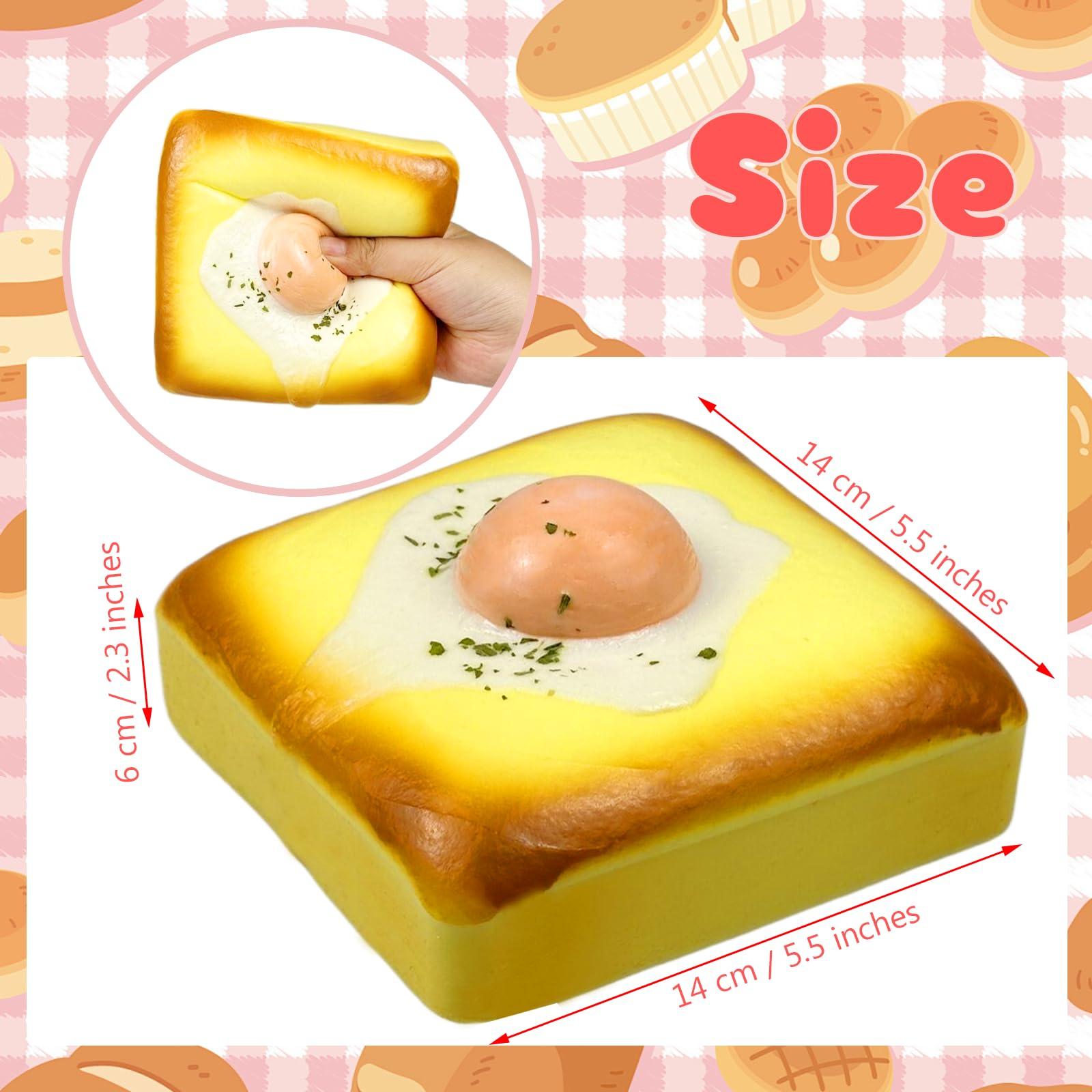 funnysquee funnysquee Egg Toast Squishies Super Soft Slow Rising Toy Cute Scented Simulation Food Square Cake Squishys Stress Relief Squeeze Toys for Kid Halloween Christmas Birthday Gift (Egg Toast)