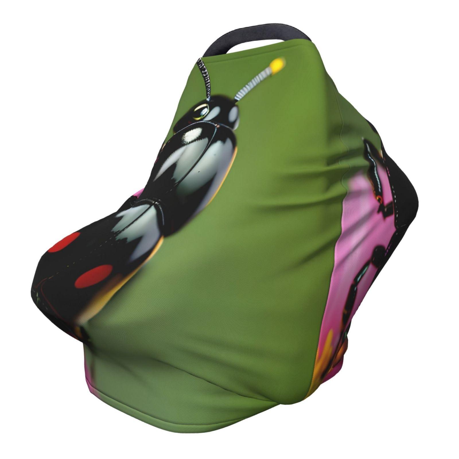 ZhanMg ZhanMg Colorful Ladybird Stroller Chair Nursing Top Cover - Privacy Canopy for Newborns and New Moms, Perfect for High Chair, Black