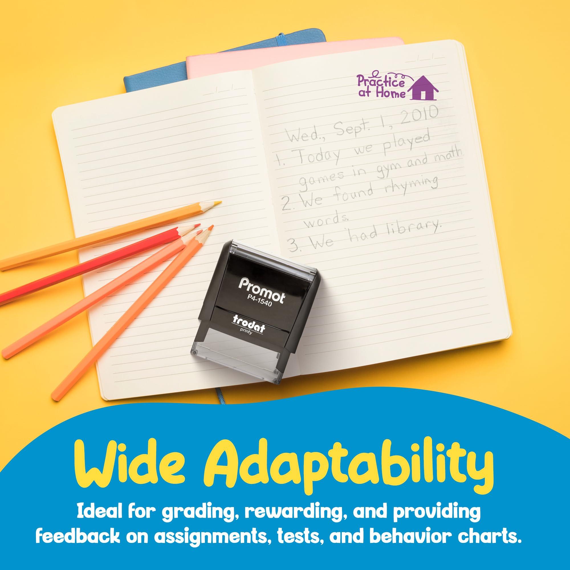 Promot Promot Teacher Stamps for Classroom - Practice at Home Self Inking Stampers for Kids - Homeschool Grading Tool, Encouraging Motivational Kids Stamp for School, Choose from 40 Fun Rubber Stamp Designs