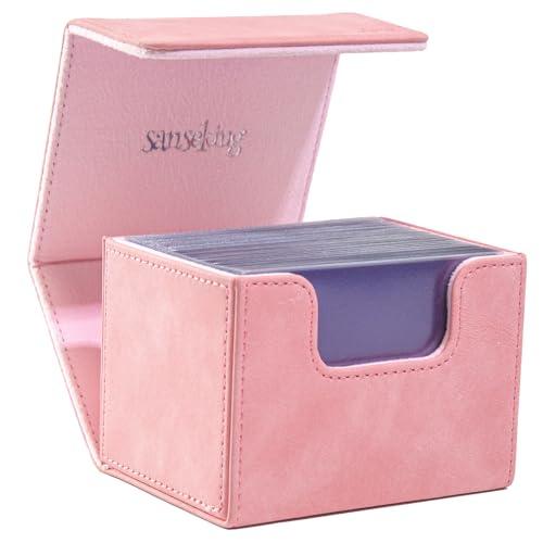 Sanseking Sanseking Magic Card Deck Box for MTG Single Deck Card Box fits 100+ TCG Sleeved Cards Soft Leather Card Box Top Loading Card Boxes Magic Gift for MTG TCG CCG (Horizontal,Pink)