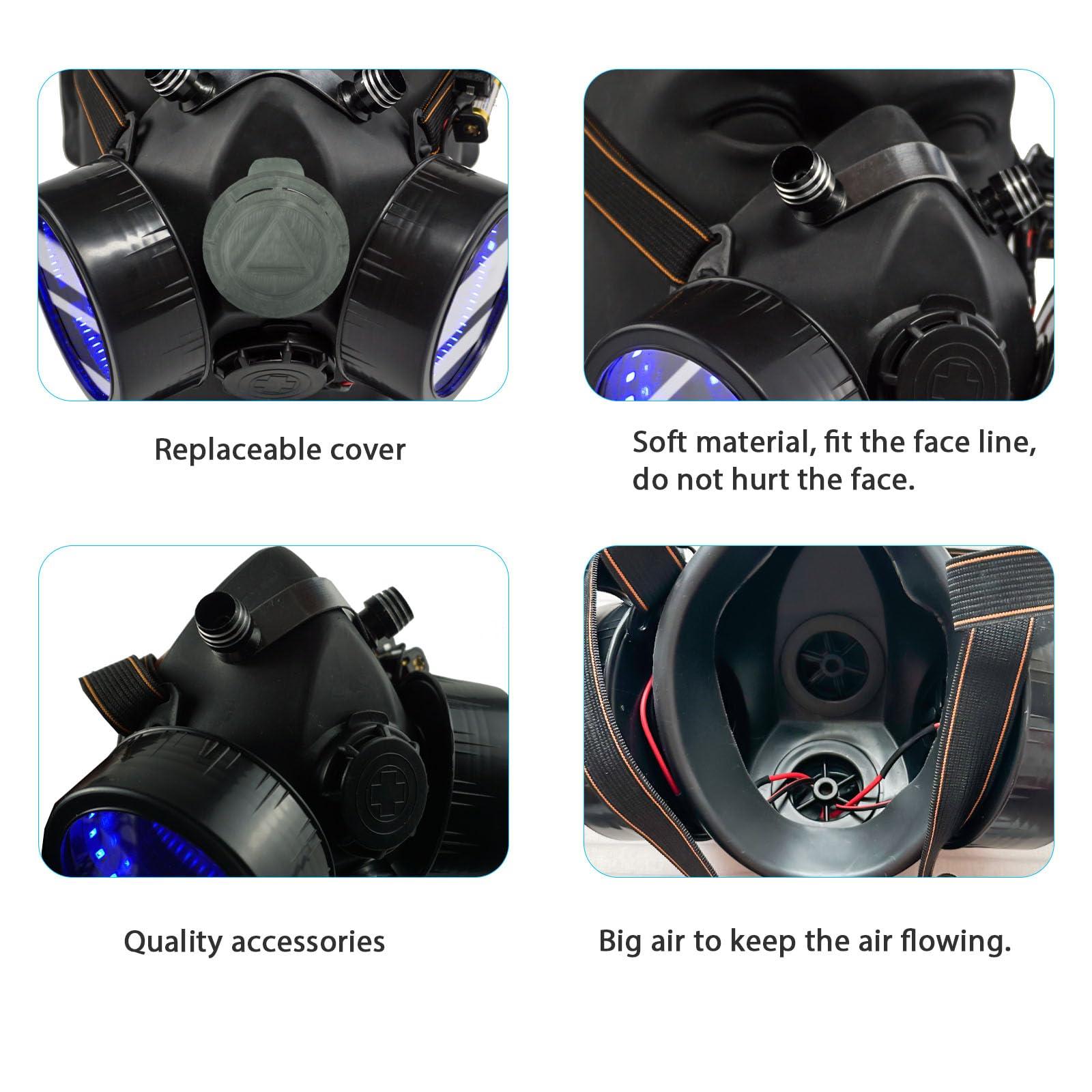 foymi foymi Cyberpunk Mask, Half Face Mask with Infinity Mirror Light, Techwear Mask, Halloween Cosplay Costume Mask (Style-A)