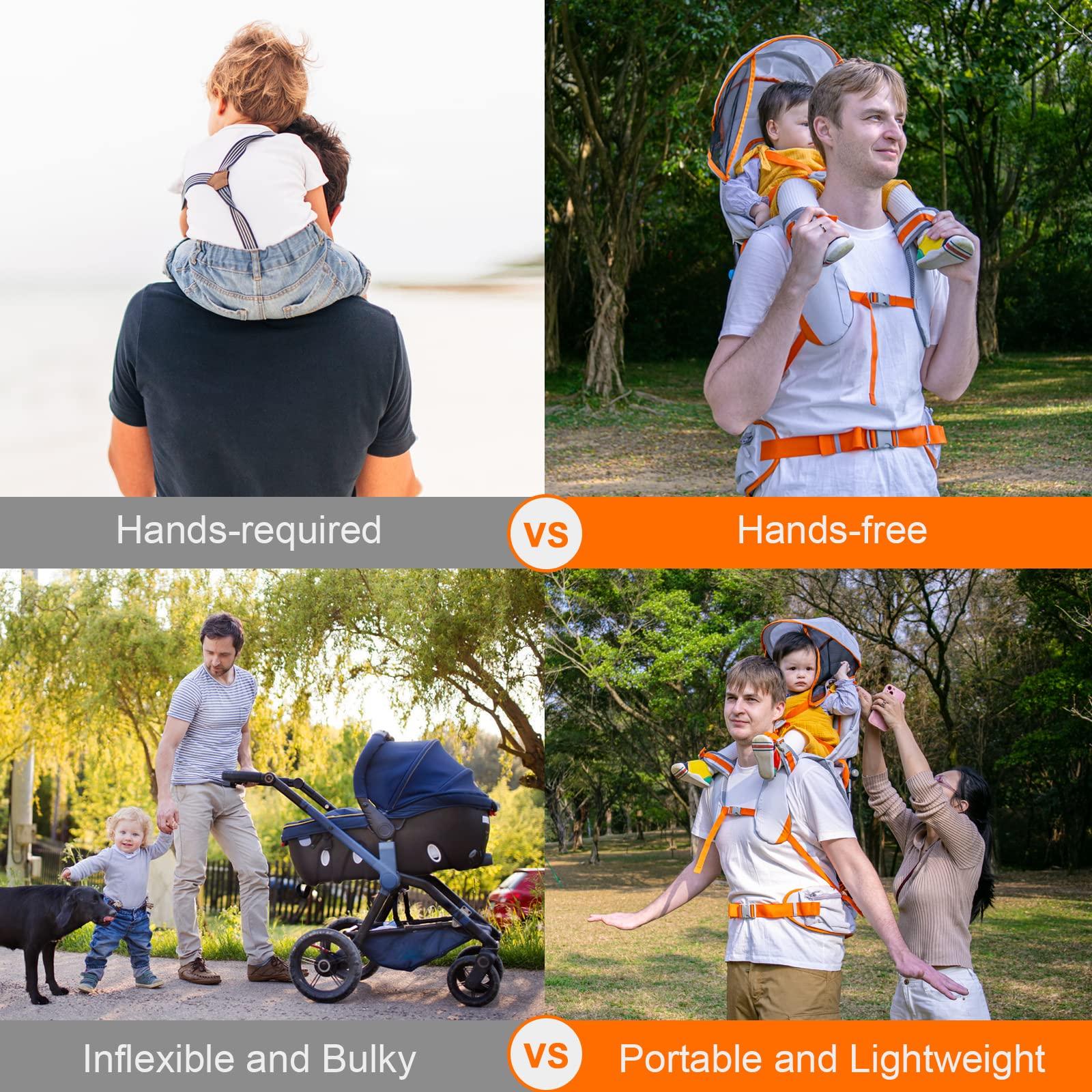Kidpprod Baby Shoulder Carrier Baby Hiking Backpack Carrier with Rain Cover Sun Shade for Child Safe Backrest and Toddler Ergonomic Seat Holds 40 Pound for Children Between 6 Months-3 Years Old Baby