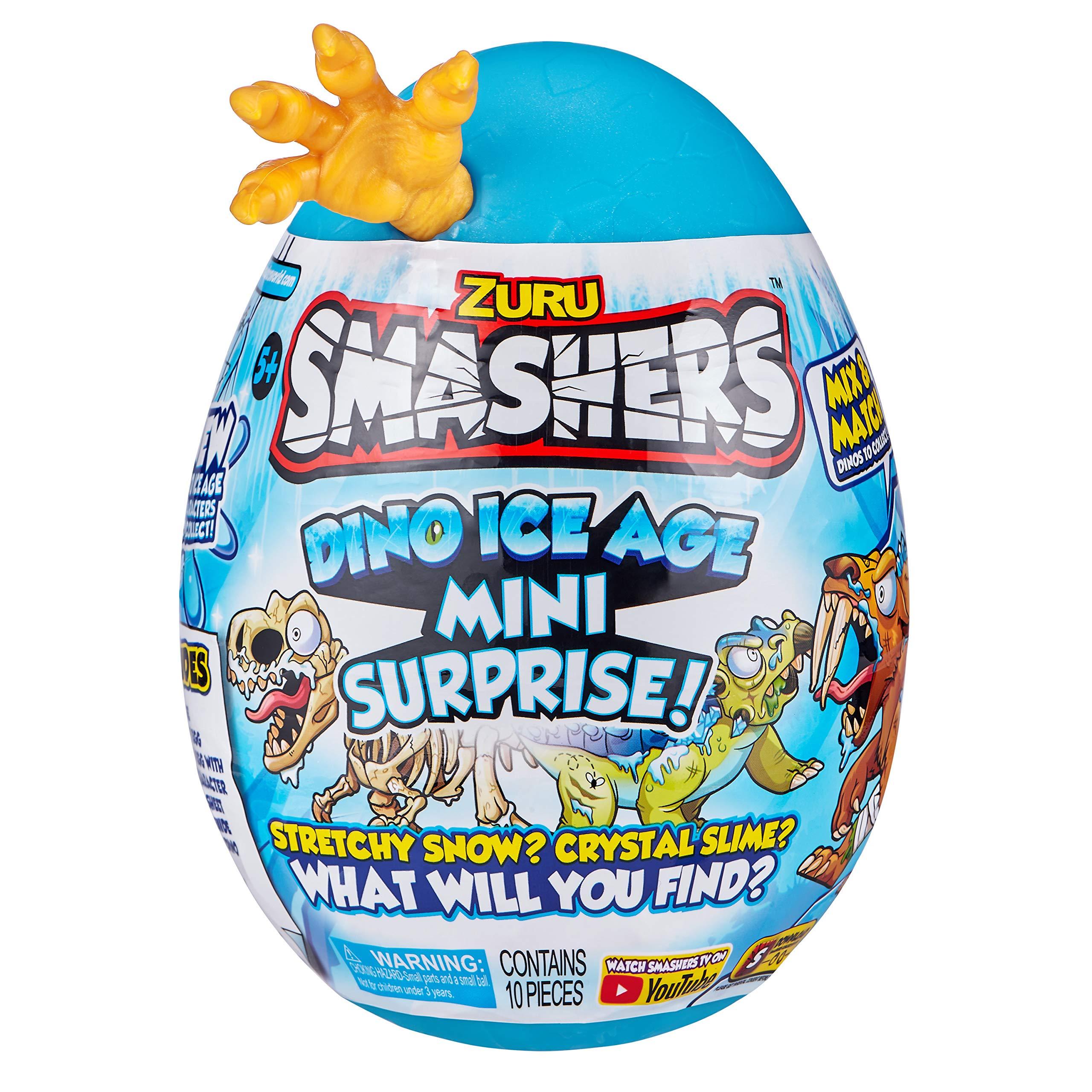 Smashers Smashers Dino Ice Age Sabre Tooth Tiger by ZURU Mini Surprise Egg with Many Surprises! - Slime, Dinosaur, Collectibles, Toys for Boys and Kids (Sabre Tooth Tiger)