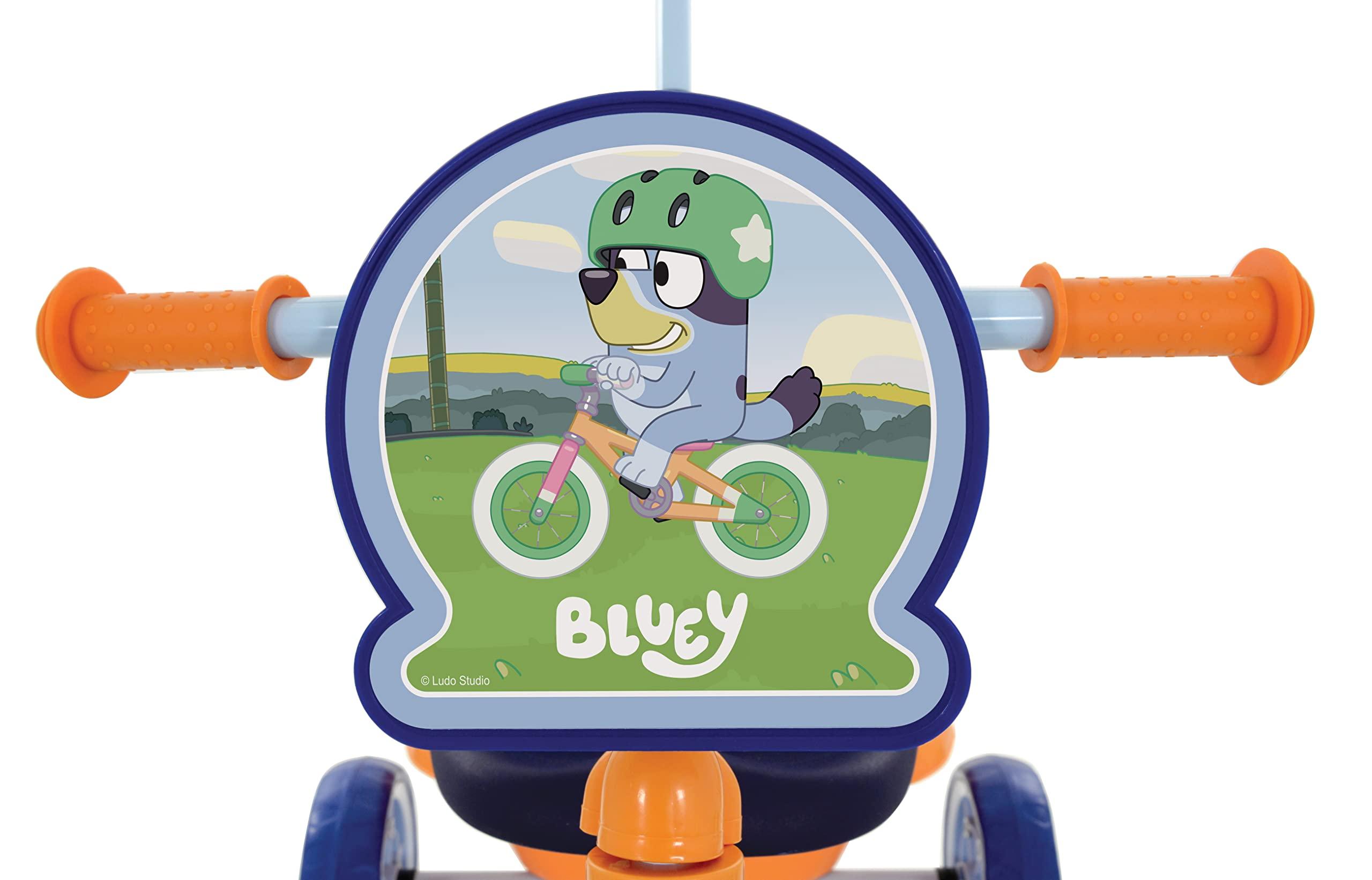 Bluey Bluey First Ride On Trike - Licensed Kids\' Ride On Toy with Adjustable Handle, Easy-Switch Pedal Clutch, Puncture-Proof Tyres, Steel Frame, Front Mudguard, Rear Storage Suitable Age 2 Years +