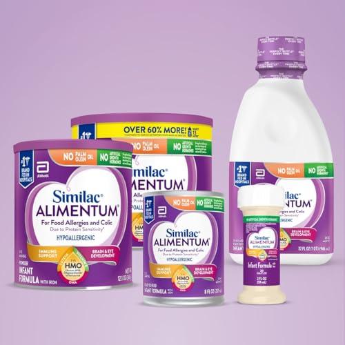 Similac Similac Alimentum with 2-FL HMO Hypoallergenic Infant Formula, for Food Allergies and Colic, Suitable for Lactose Sensitivity, Baby Formula Powder, 12.1-oz Value Can, Pack of 6