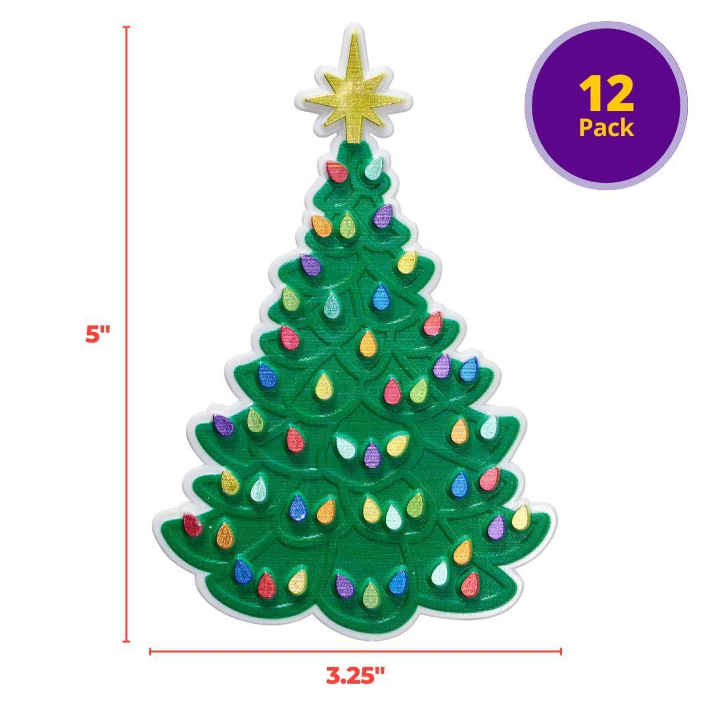 DecoPac DECOPAC Christmas Tree Cake Topper, Festive Cake Decoration With Green Tree, Studded Foil Lights, and Shimmering Star, 12 Pack, Multi (24487)
