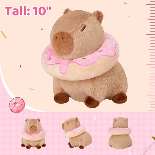 CozyWorld CozyWorld 10\" Capybara Stuffed Animals,Donut Capybara Plush Toys,Kawaii Capybara with Donut Plushie Toys,Cute Capybara Birthday Gift for Kids Boys and Girls