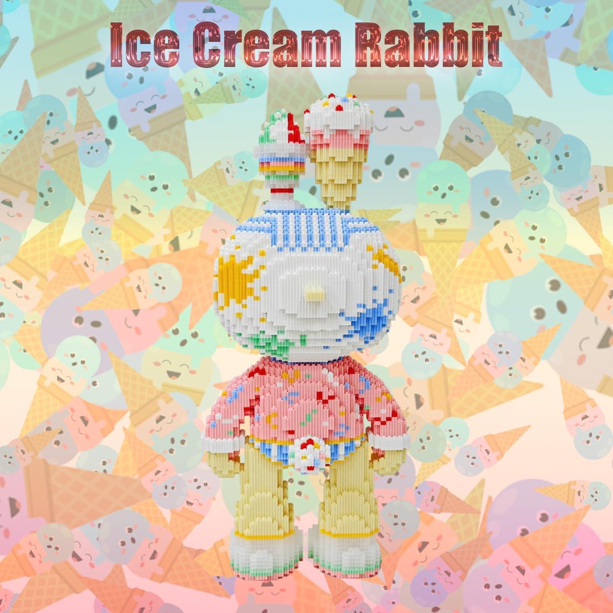 HONLANCH HONLANCH Animal Ice Cream Rabbit Micro Building Blocks Set8000PCS 55cm High Series Gift for Adults and Kids