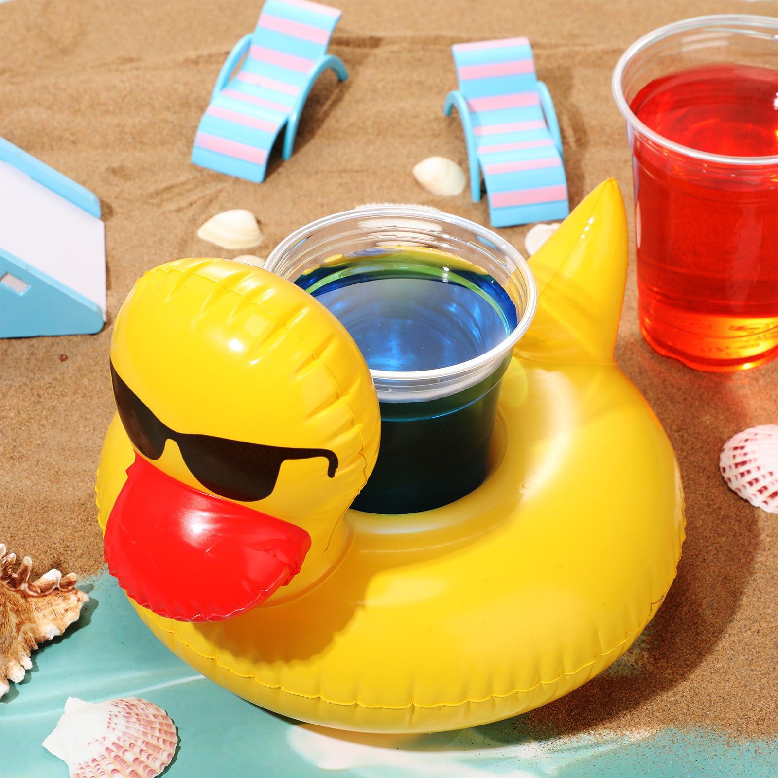 Gemscream Gemscream 24 Pcs Inflatable Duck Drink Floats Lightweight Inflatable Drink Holder Reusable Floating Cup Holder for Pool Cute Inflatable Float Cup Coasters for Boys Girls Pool Summer Hot Tubs Party