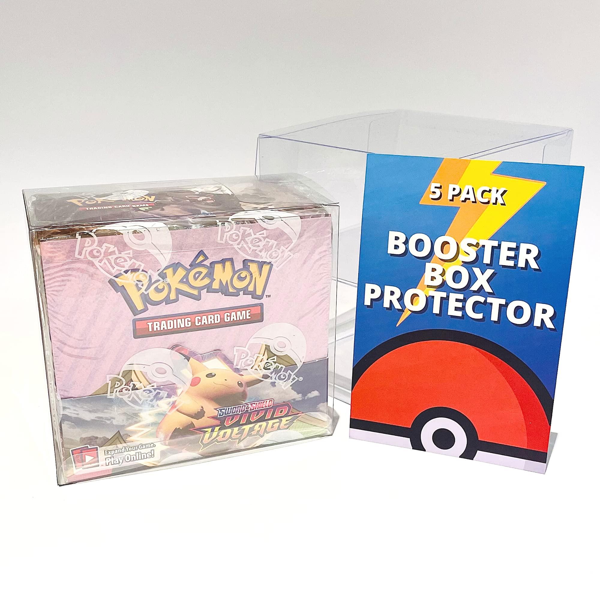 Fidelis Pokemon Booster Box Protective Case (5 Pack) - Clear Plastic Display Box for Booster Box, Convenient, Stackable Storage Solution for Collectors Gifts Pokemon Cards Protector