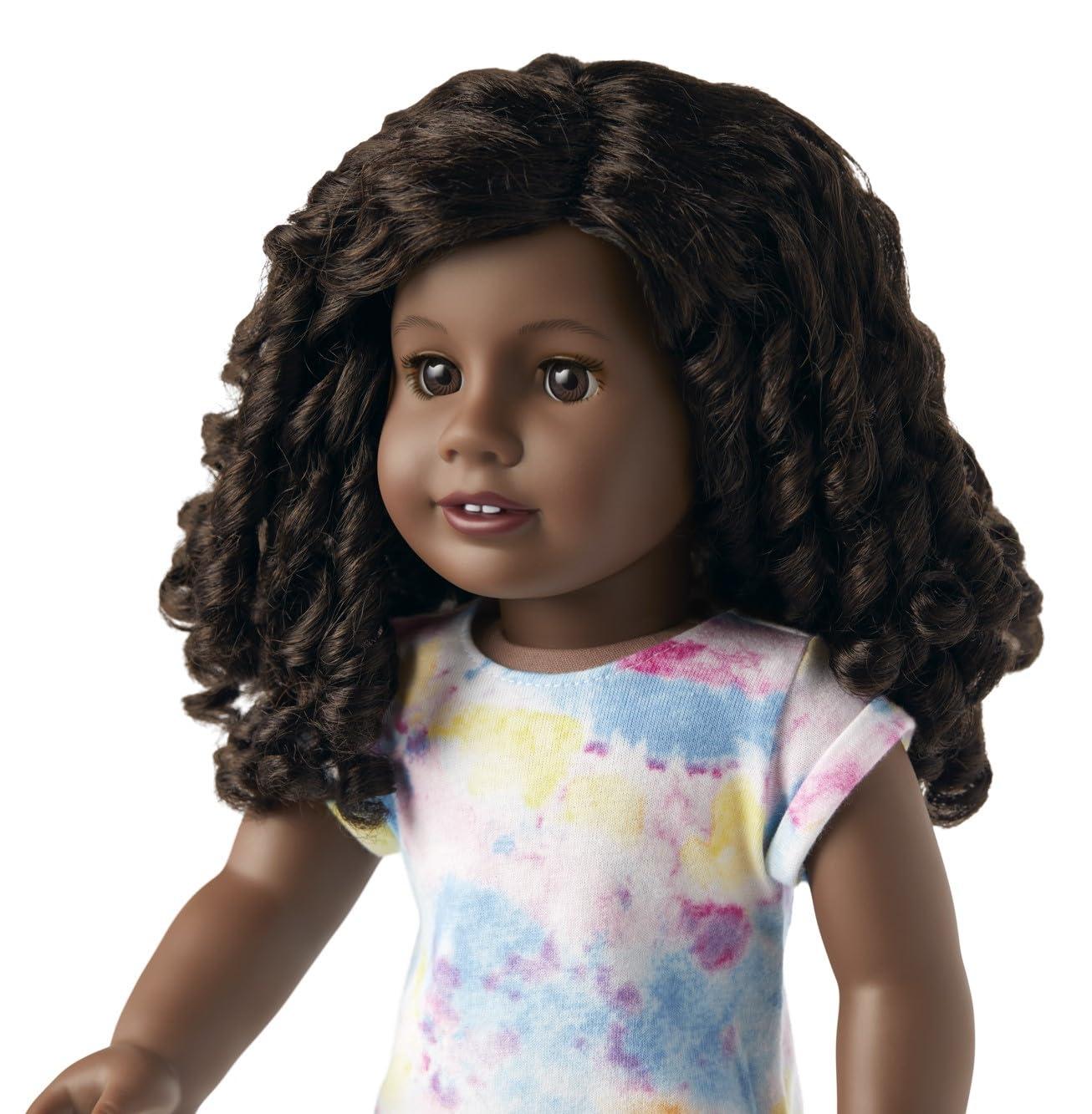 American Girl American Girl Truly Me 18-inch Doll #106 with Brown Eyes, Black-Brown Hair, Very Deep Skin, T-shirt Dress, For Ages 6+