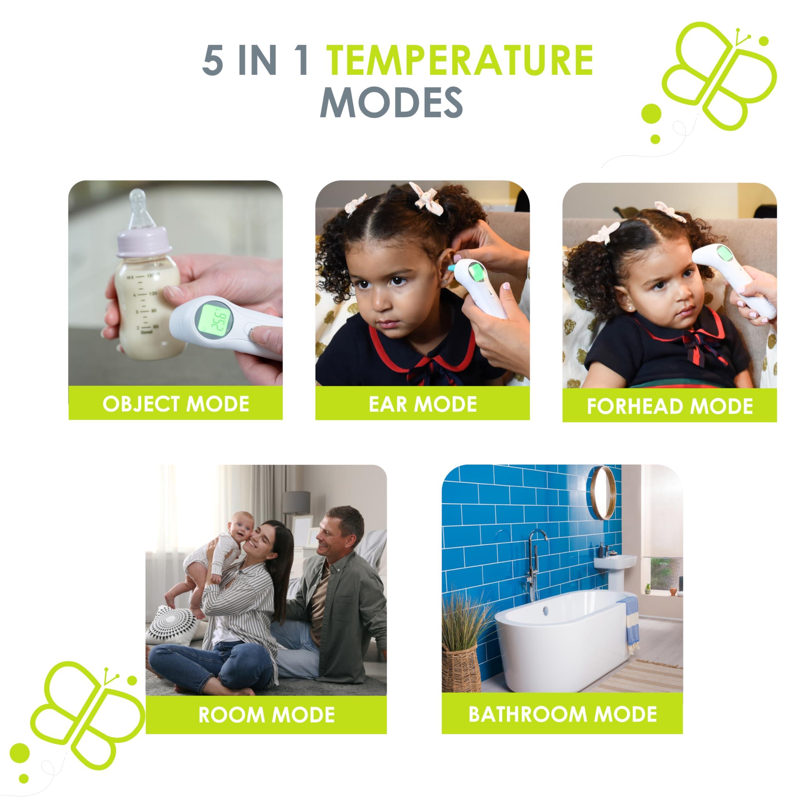 bblv bblv - Or - Non-Contact Digital Infrared Thermometer, Ear Thermometer - 5 in 1 in LED Display, for Babies, Children, and Adults Tracking Fever Indicator Fast 1 Second Temperature