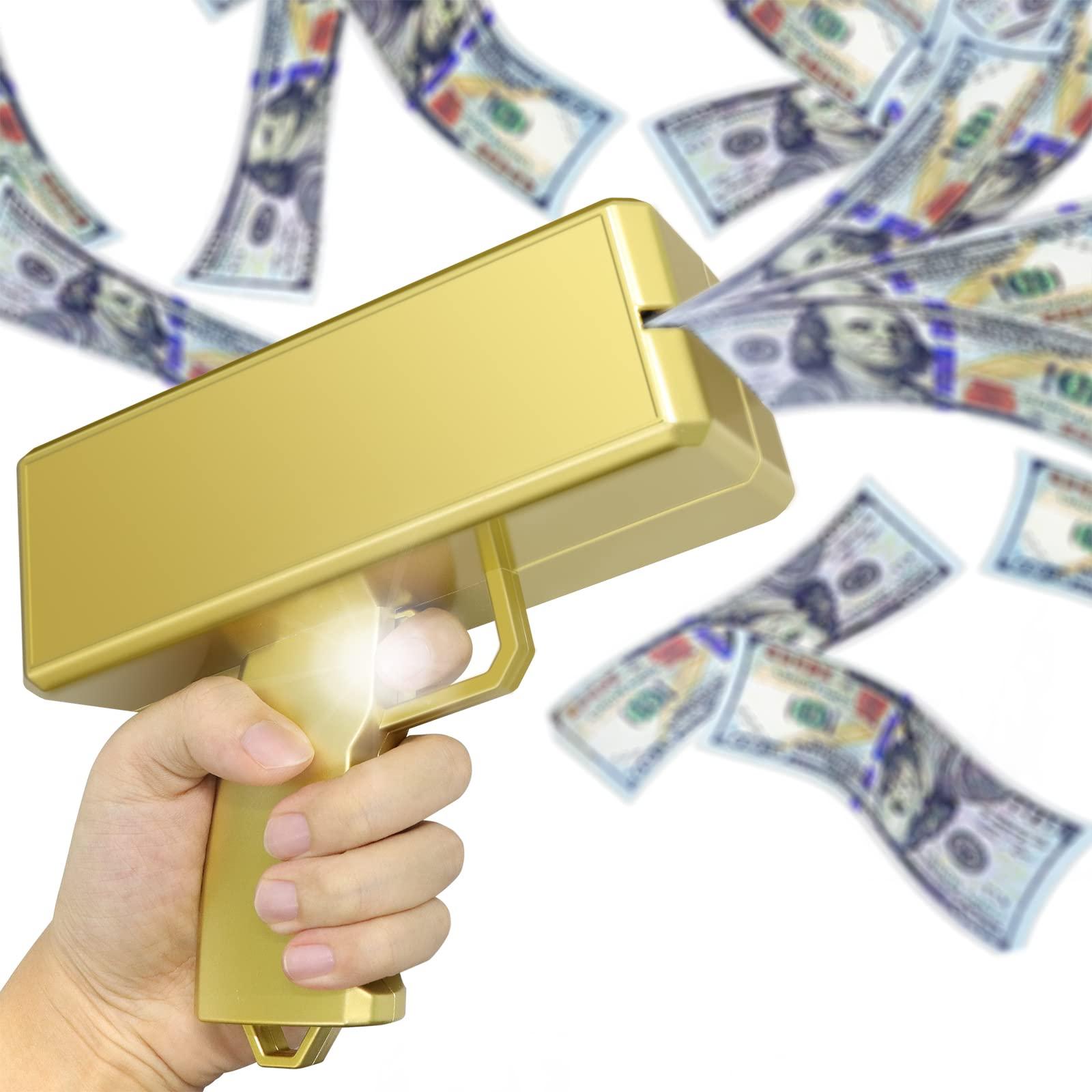 Alagoo Alagoo Super Money Guns Paper Playing Spary Gun Make it Rain Toy Gun, Handheld Cash Fake Bill Dispenser Shooter Toy(Metallic Gold)