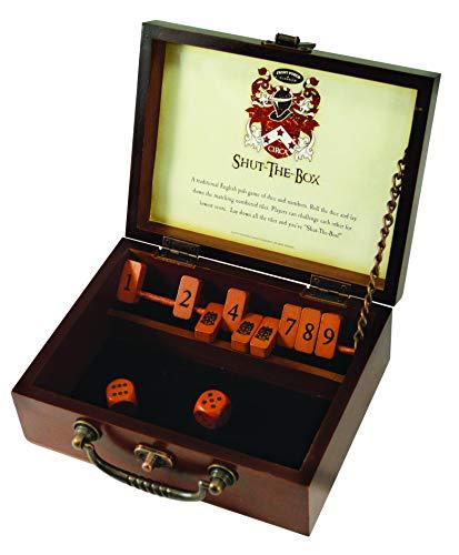 Front Porch Classics Front Porch Classics Circa Shut-the-Box, Wooden 9 Number Dice Game with Case for Travel, for Adults and Kids Ages 8 and Up