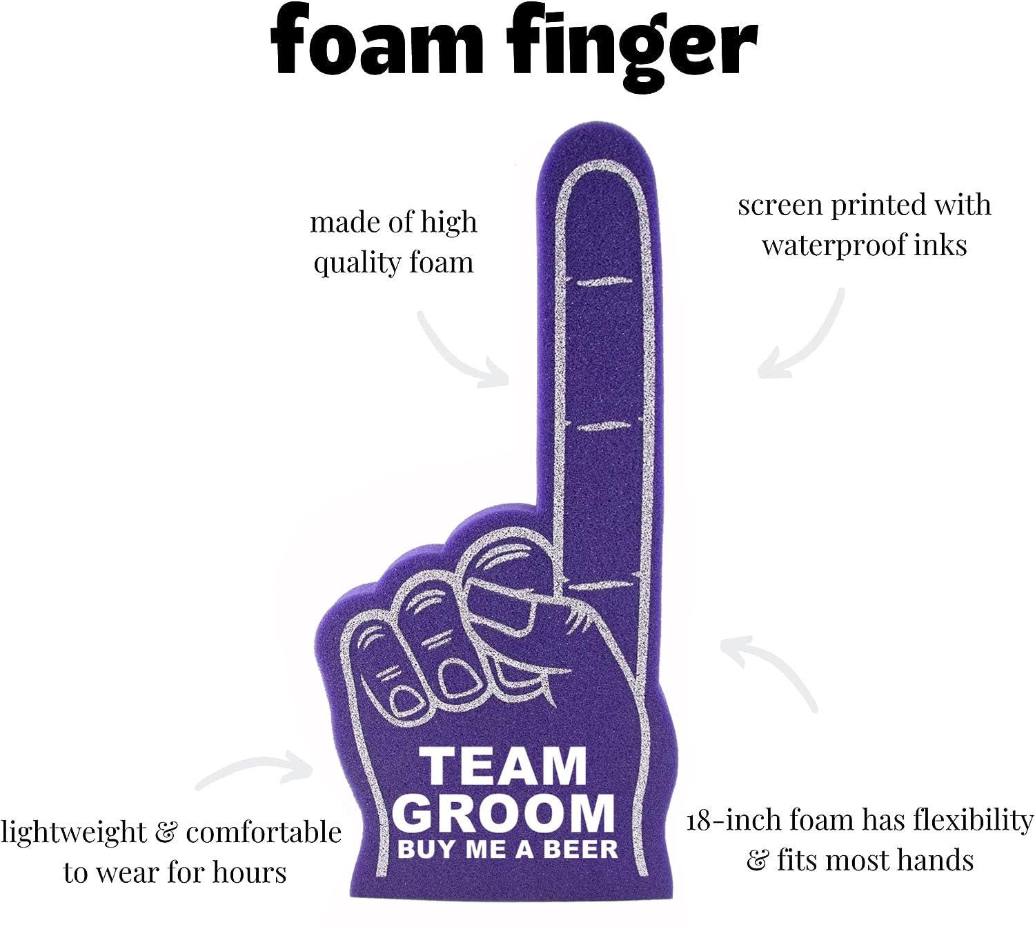 Greekgear Custom Foam Finger! Great for Bachelor & Bachelorette Parties, Athletics, Local Sport Events, Games, Parties and more - No Minimums Purple