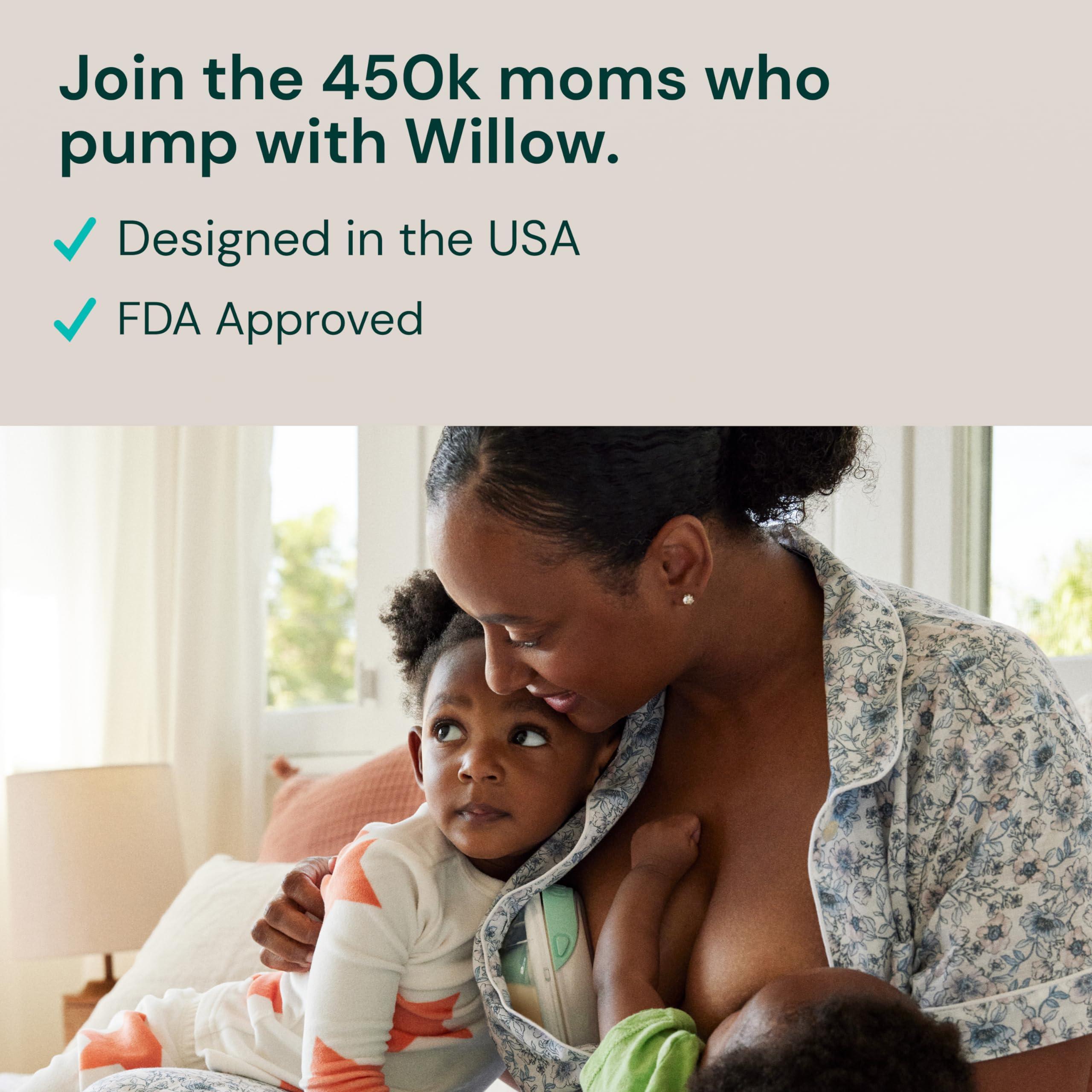 Willow Willow Go - Wearable Breastfeeding Pump w/Case Grey & Milk Cooler in Purple- Hands Free Breast Pump - Electric, Cordless - 9 Levels of Hospital Grade Suction Strength, & App Compatible