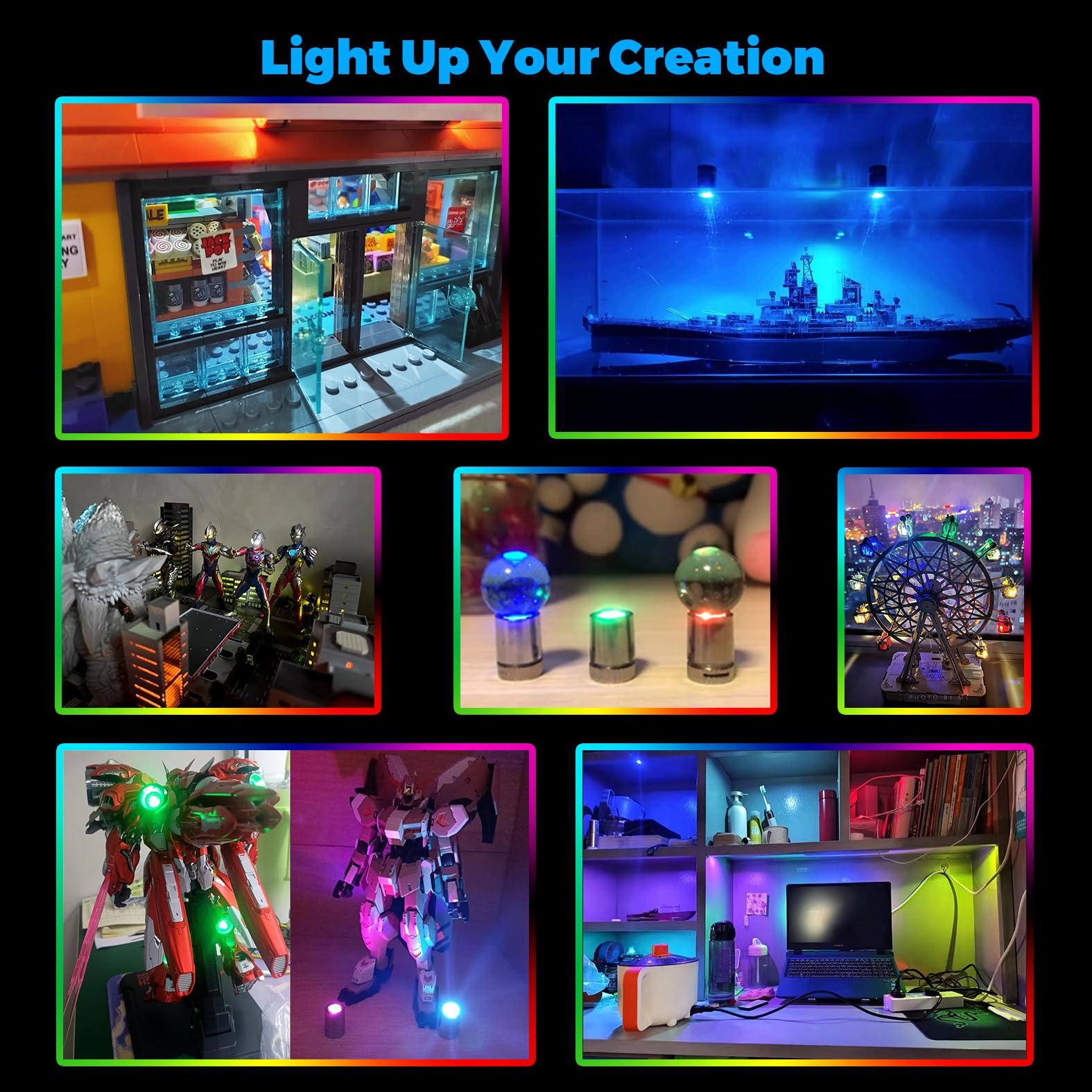 SUZEYAR SUZEYAR 10 pcs Miniature Led Lights,Tiny Lights for Hand Craft/DIY,Miniature Lights Battery Powered, Dollhouse Light,Miniature Lights for Toy Brick Building Blocks- 10 Pack (Multi-Color Changing)