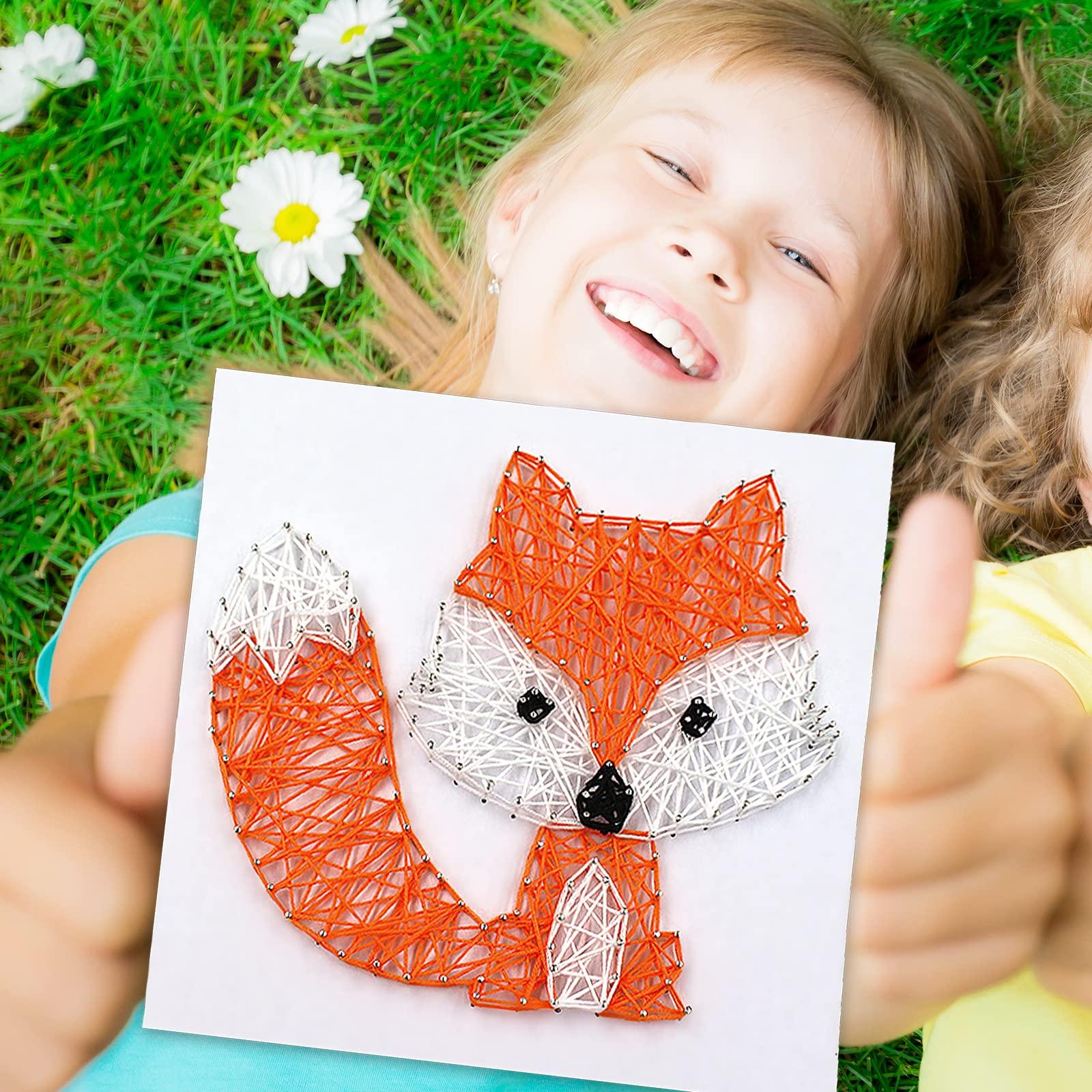 Boqin Boqin DIY String Art Kit - Cute Fox Craft Kit with String Art Patterns, Pushpins, Crafting Supplies, String Art Kit for Kids Gift for 9-12 Girls Unique Gift for Home Wall Decorations