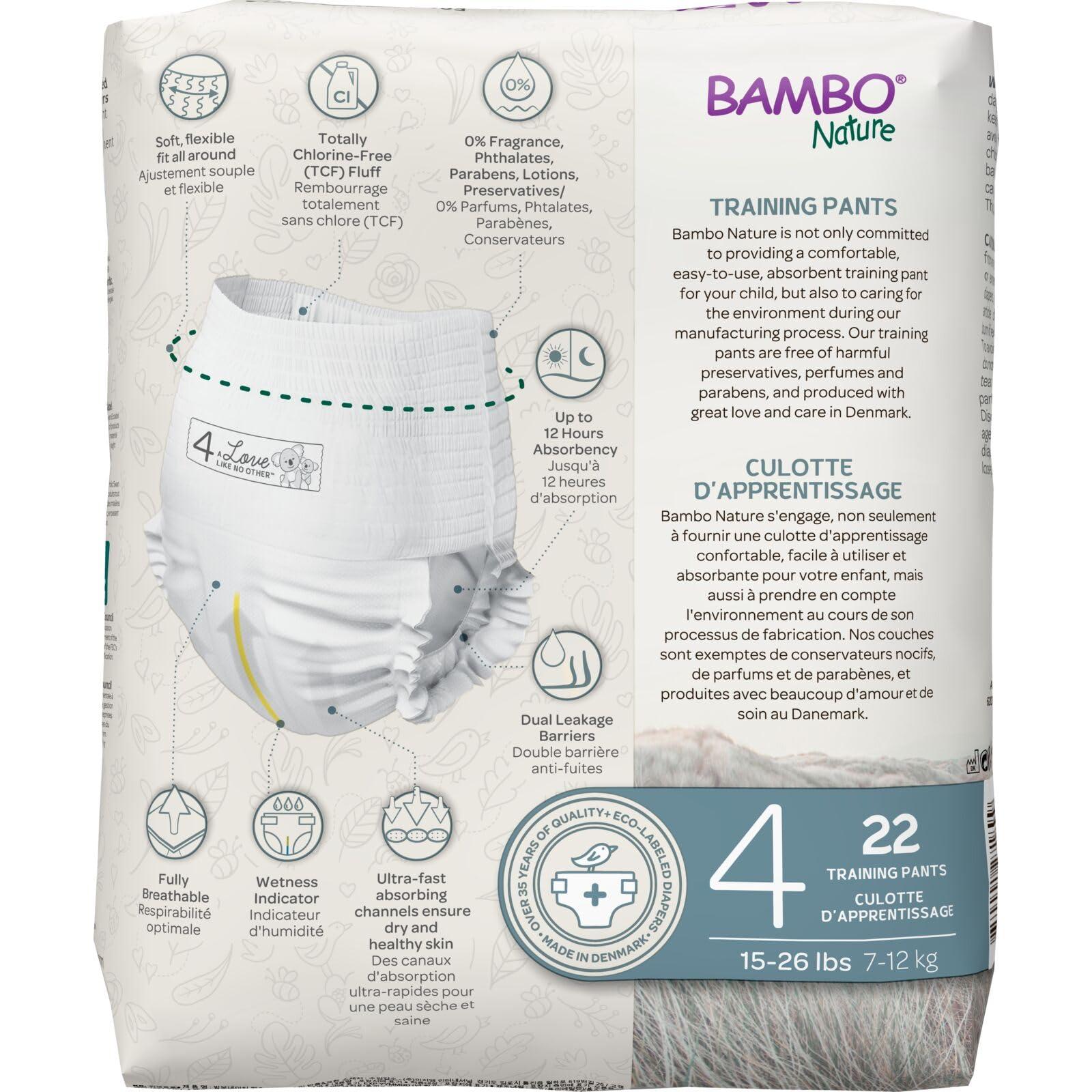 Bambo Nature Bambo Nature Hypoallergenic Training Pants, Eco-Labeled Training Pants, Totally Chlorine-Free, Skin Friendly - Size 4 (110 Count)
