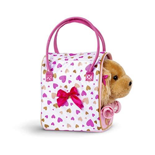 Pucci Pups by Battat Pucci Pups - Gold & Pink Heart Print Glam Bag w/Cocker Spaniel, 8 inches