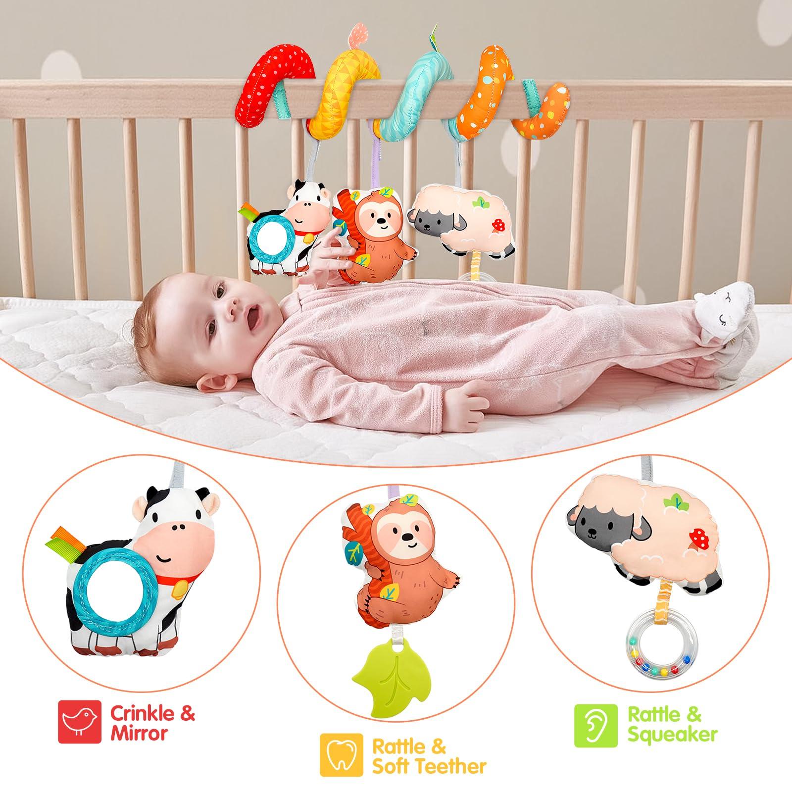 XIXILAND XIXILAND High Contrast Baby Rattles 0-6 Months & Colorful Farm Car Seat Toy Stroller Toys, Infant Toys Baby Toys 0-6 Months Newborn Toys 0-3 Months, Baby Toys for 0 3 6 9 12 Months Girls Boys