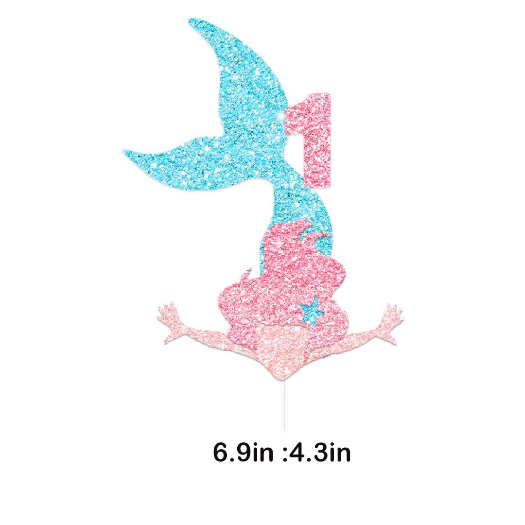 Linlmeet Mermaid Birthday Party Supplies, Mermaid Cake Topper Decorations for Mermaid Party Supplies Decor (L1)