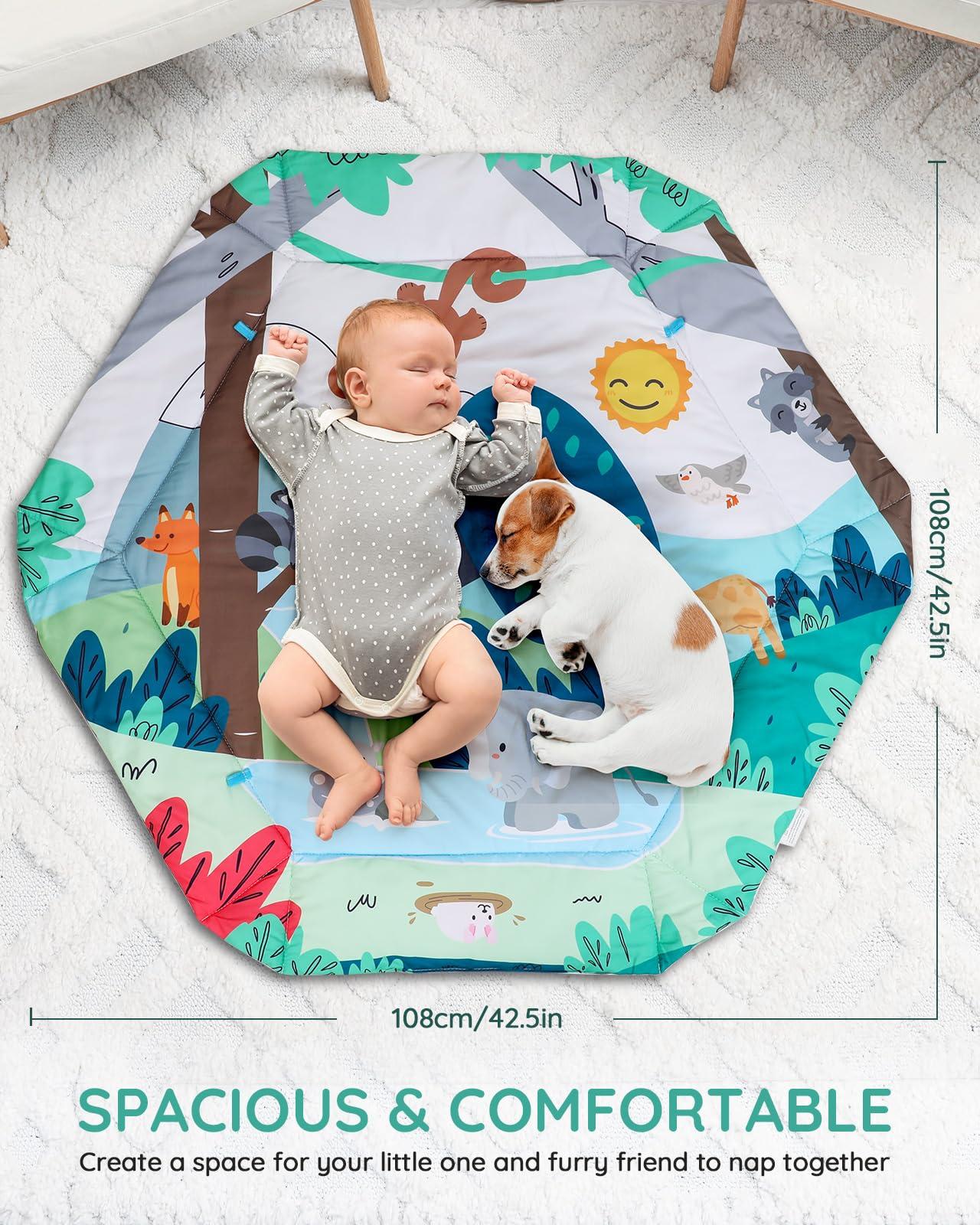 Lilian&Gema Lilian&Gema Baby Play Gym Mat, Baby Tummy Time Mat with 6 Detachable Sensory Toys, Baby Activity Play Mat for Stage-Based Sensory & Motor Skill Development, Baby Gift for Newborn Infant