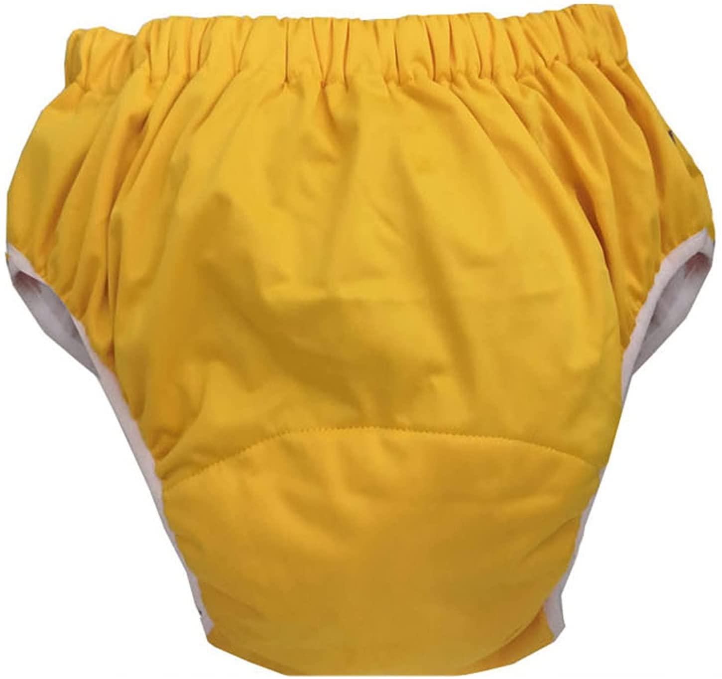 DACUN Daily Wearing Safety Certification Leak Protection Diaper for Adult Reusable Cloth Nappy Moisture Absorbing Breathable Anti-Leakage Diapers (Color : Yellow, Size : S-Small)