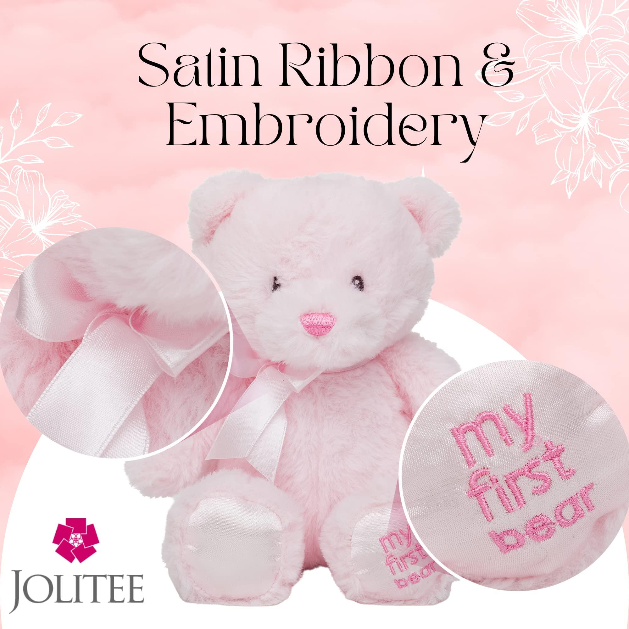 Jolitee Jolitee My First Bear Stuffed Animal - Pink Teddy Bear for Baby for Newborn, 10\"