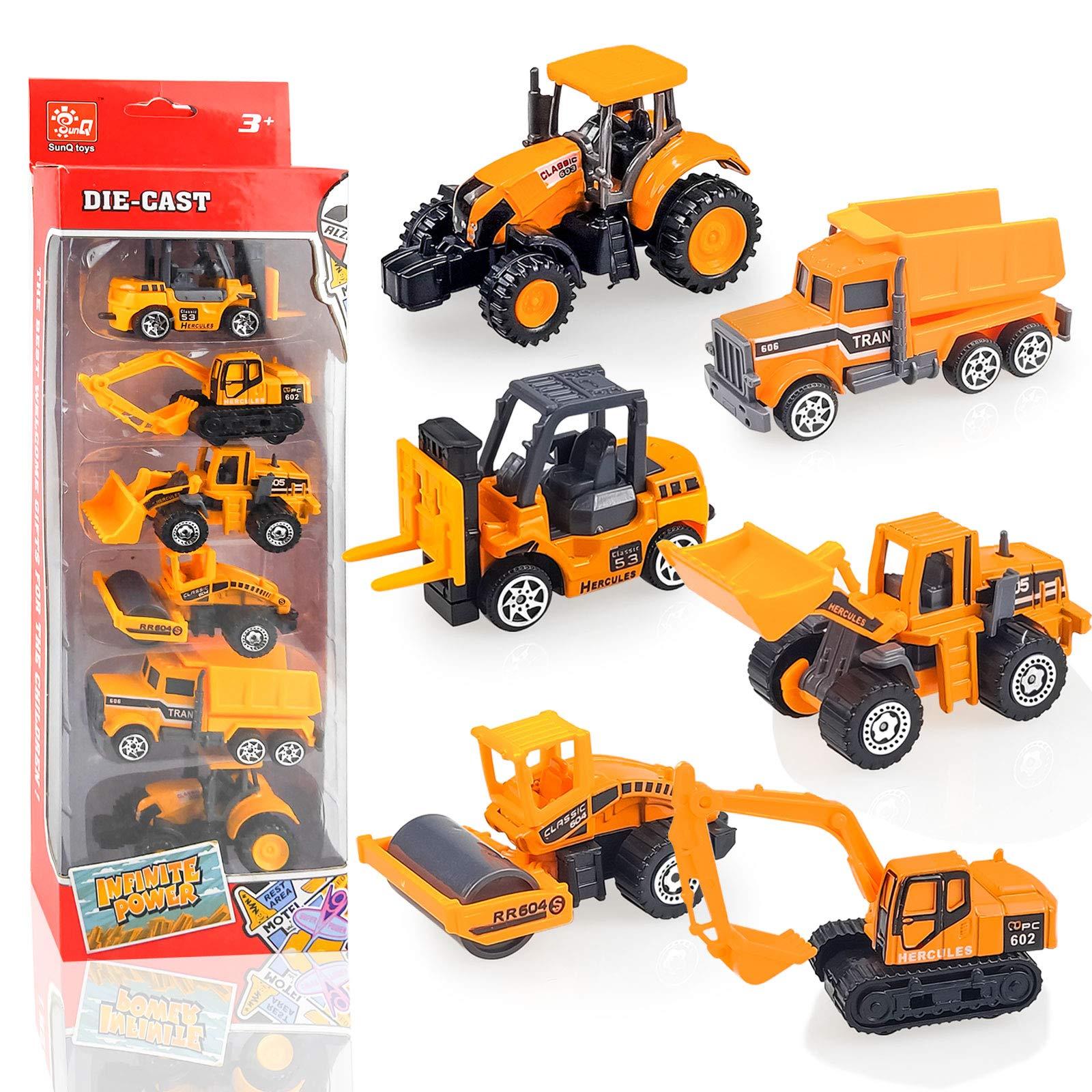 Blooming lilies 6 Pack Diecast Construction Vehicle Toy, Mini Model Construction Vehicle Toy Set for Boys Girls Age 1-3 4 5 6 7 Years Birthday Party Favors Gift & Goodie Bags Stuffers