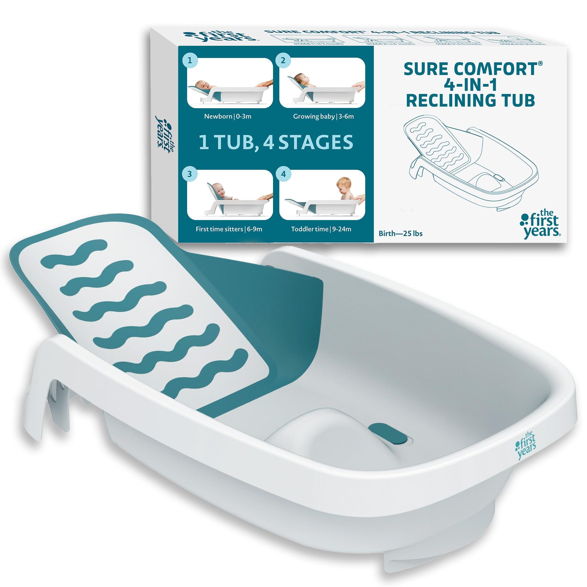 The First Years The First Years 4-in-1 Reclining Baby Bathtub - Adjustable Recline for Custom Comfort for Newborn to Toddler - All-in-1 Baby Bath Seat Adjusts as Baby Grows - Ages 0 to 24 Months