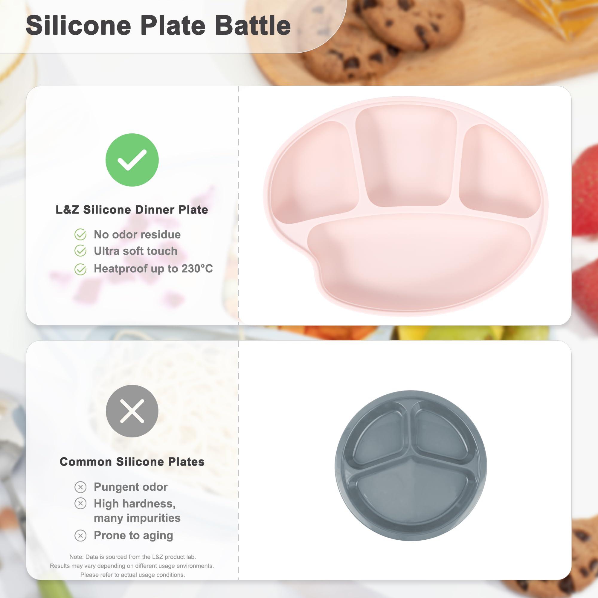 Li & Zhao Li&Zhao Baby Bowls with Suction - Suction Plates for Toddlers Toddler Plate Baby Plate Divided Design Kids Plates Baby Suction Plate with Lids Microwave & Dishwasher