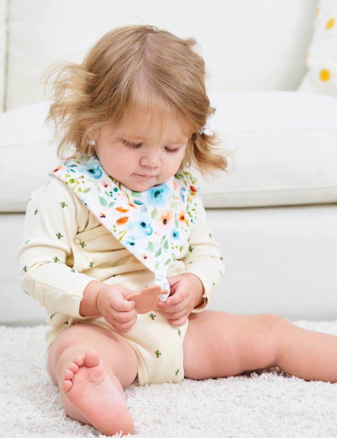 vuminbox vuminbox Muslin Baby Bibs Bandana Drool Bibs 6-Pack and Teething Toys 6-Pack Made with 100% Organic Cotton, Absorbent and Soft Pattern Girls