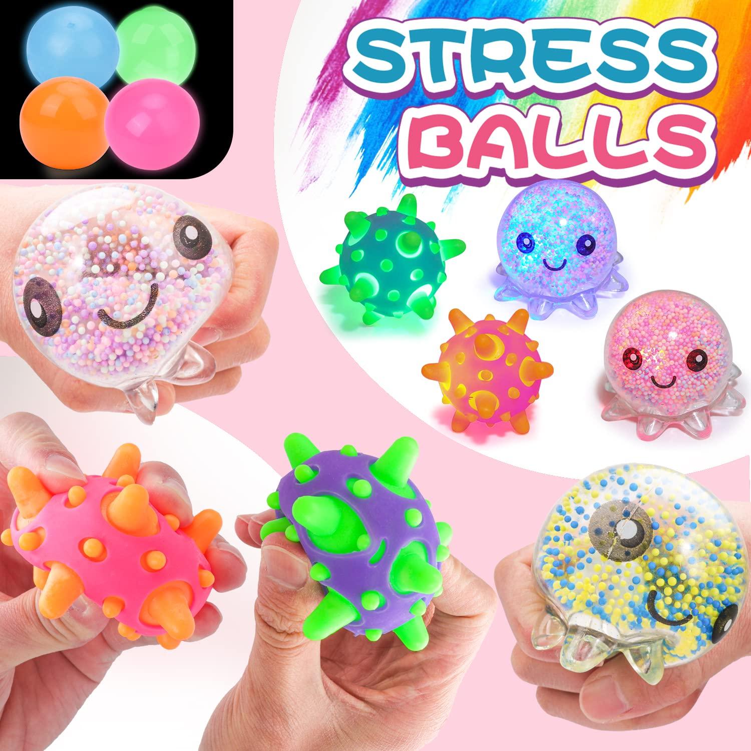 BESNEL 36 Pack Stress Balls, Squishy Balls, Squishy Fidget Stress Relief, Squeeze Ball for Adults Stress Relieve, Prize Box for Friends, Party Favors