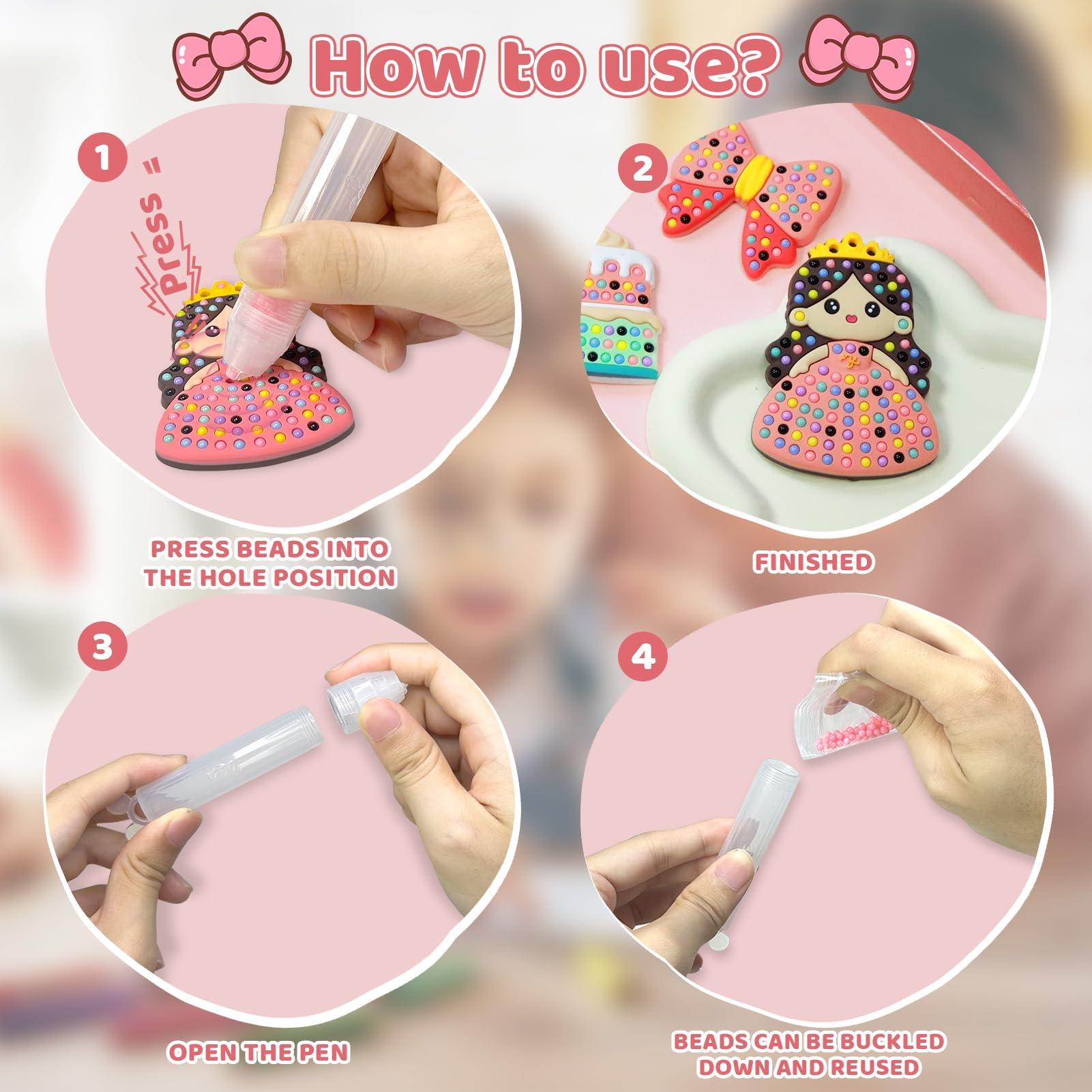 dgfroy dgfroy 16Pcs for Art Craft Set, Bead Art Kits for Kids, Kids Painting Kits 5-8,Beads\' Pen Arts and Crafts Kit for Ages 6-12,Bead Gem Painting Kit for KidsEasy to DIY Mosaic Crafts Kit