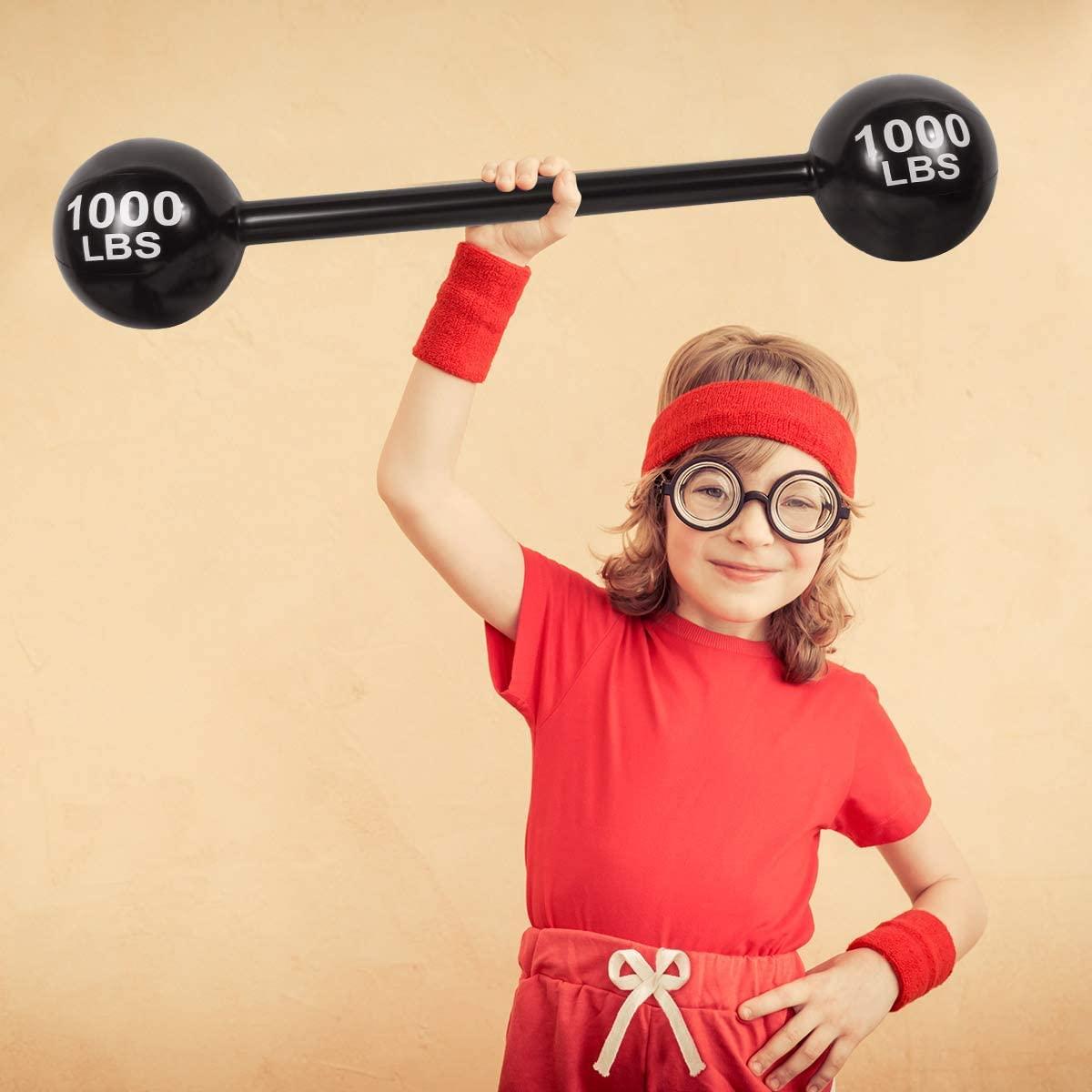 LIYDE LIYDE 3 PCS Giant Inflatable Dumbbell Barbell - Carnival Circus Birthday/Halloween Party Decorations Supplies Fake Weights Cosplay Props - Blow Up Costume Photo Booth Props Accessory