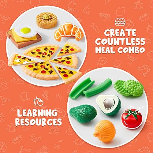 JOYIN JOYIN Play Food Set 135 Pieces Play Kitchen Set for Market Educational Pretend Play, Food Playset, Kids Toddlers Toys, Kitchen Accessories Fake Food, Party Favor Christmas Stocking Stuffers