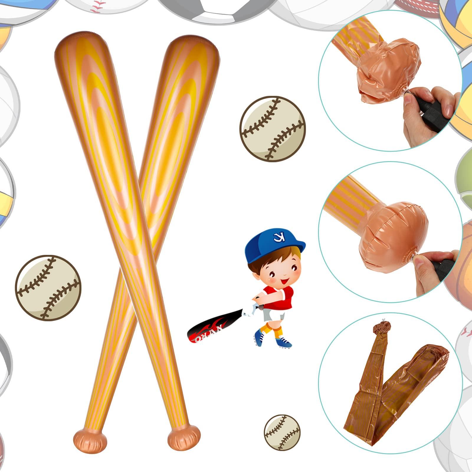 Leyndo 6 Pcs Giant Inflatable Baseball Bats Large 40 Inch Inflatable Toy Bat Baseball Party Favors, Sports Theme Toy, Birthday Party Decorations for Pool, Beach