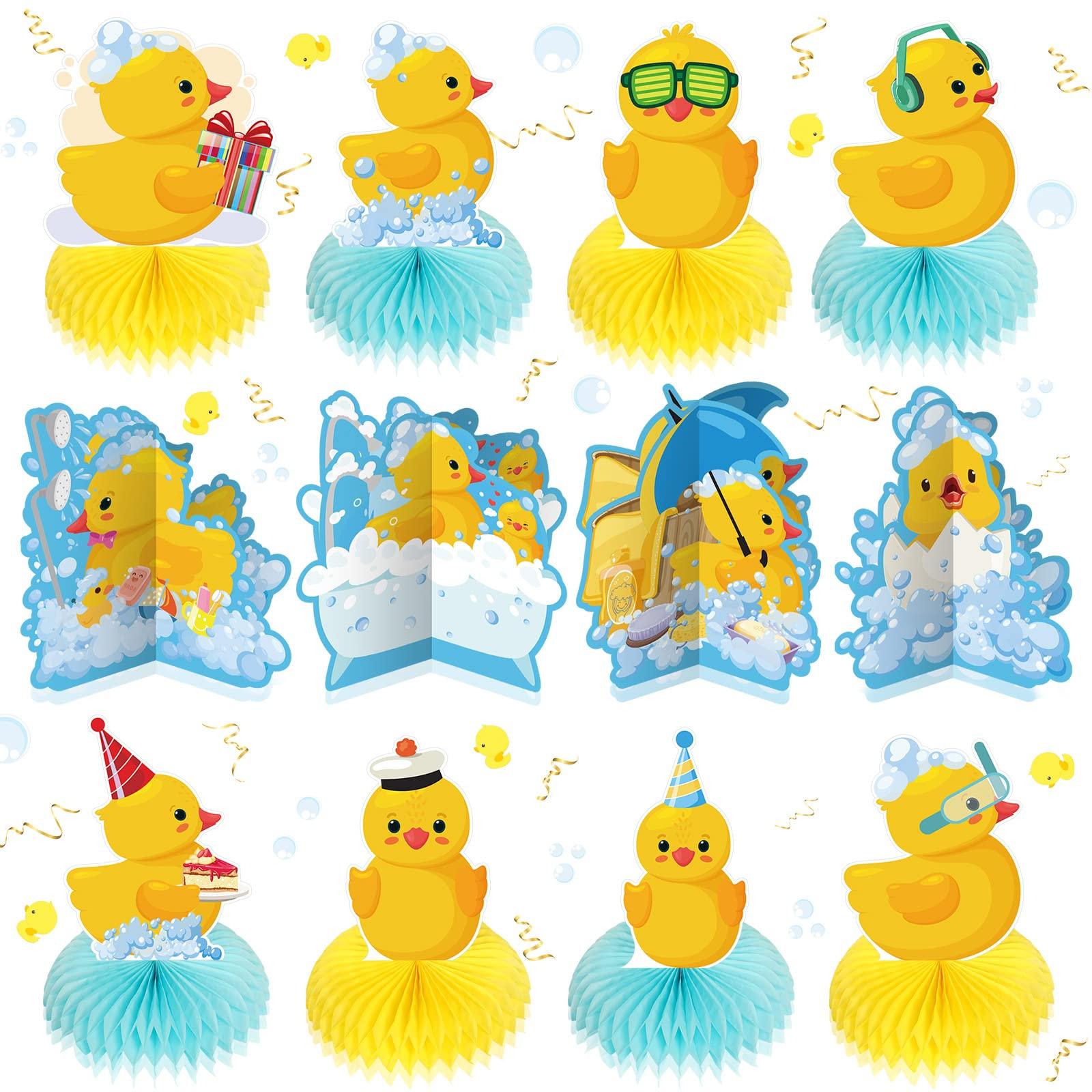 Teling Teling 12 Pcs Duck Birthday Decorations Duck Centerpieces 6 Inch Rubber Duck Themed Party Supplies Duck Theme Table Decor for Birthday Baby Shower Party Decorations