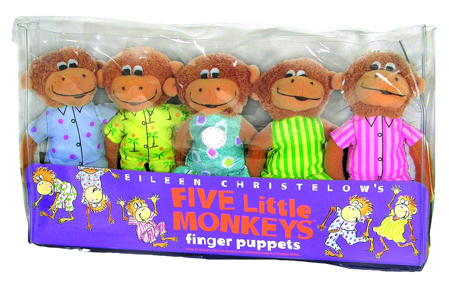 MerryMakers MerryMakers Five Little Monkeys Finger Puppet Playset, Set of 5, Polyvinyl Chloride, 5-Inches Each